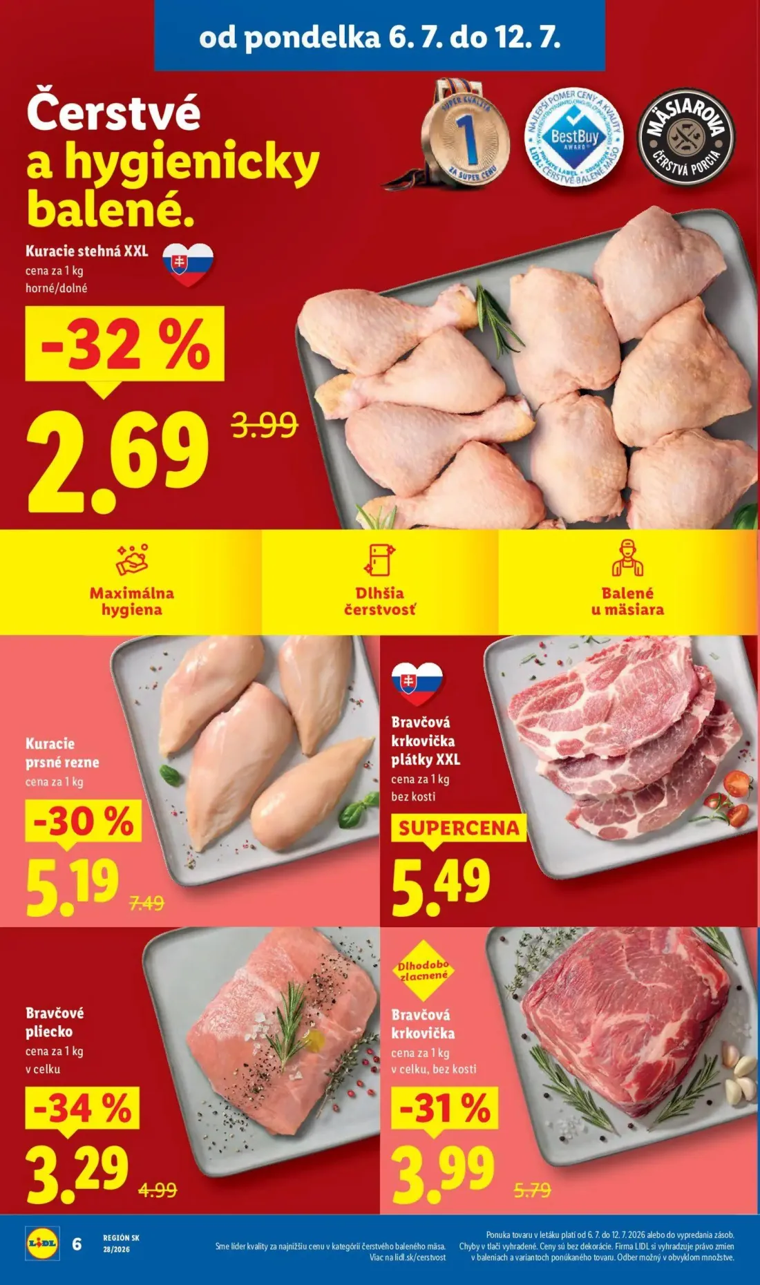 Lidl leták, strana 14 z 109 — Kuracie prsné rezne, Bravčová krkovička, Bravčové pliecko
