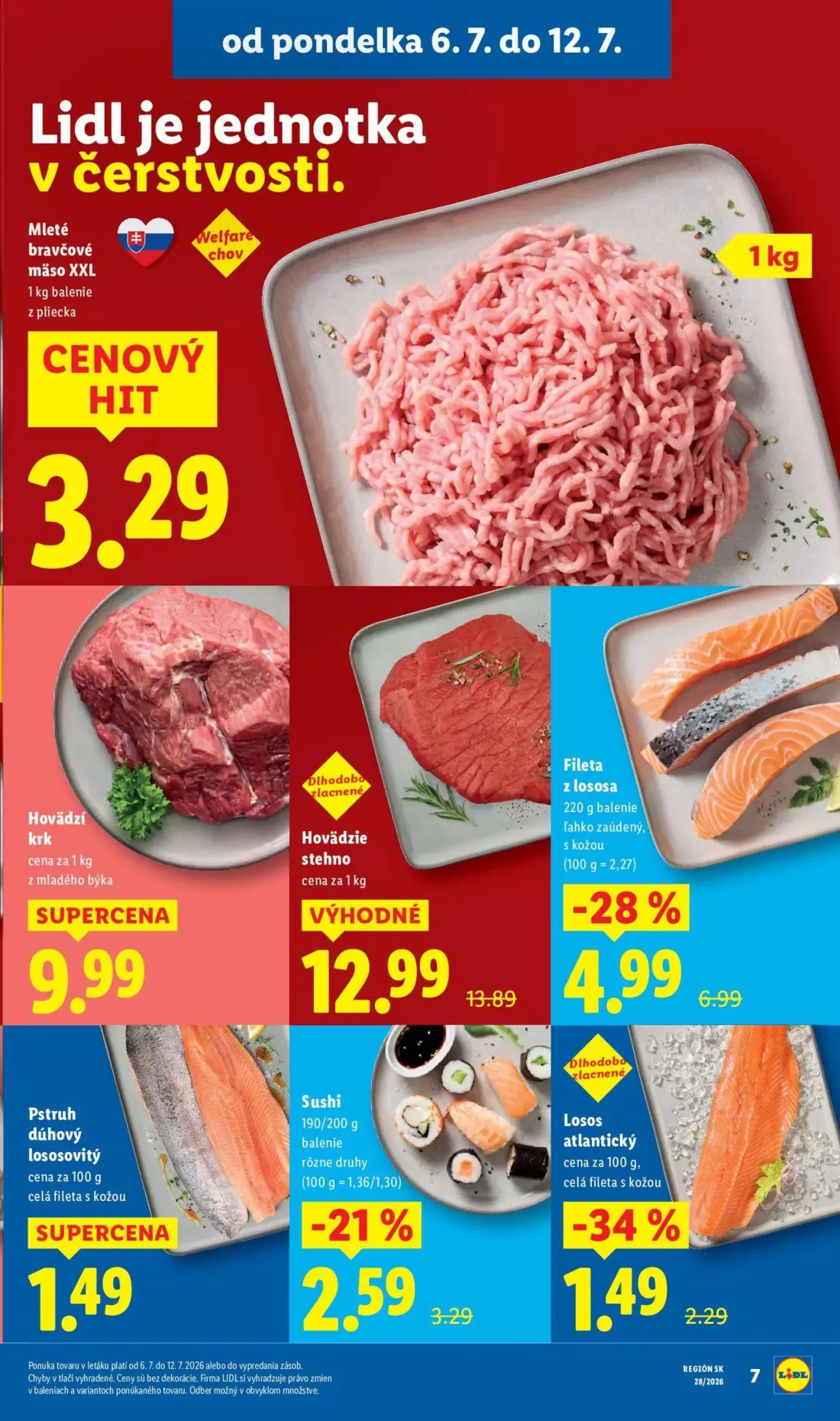 Lidl leták, strana 15 z 109 — Fileta z lososa, Hovädzie stehno, Losos atlantický