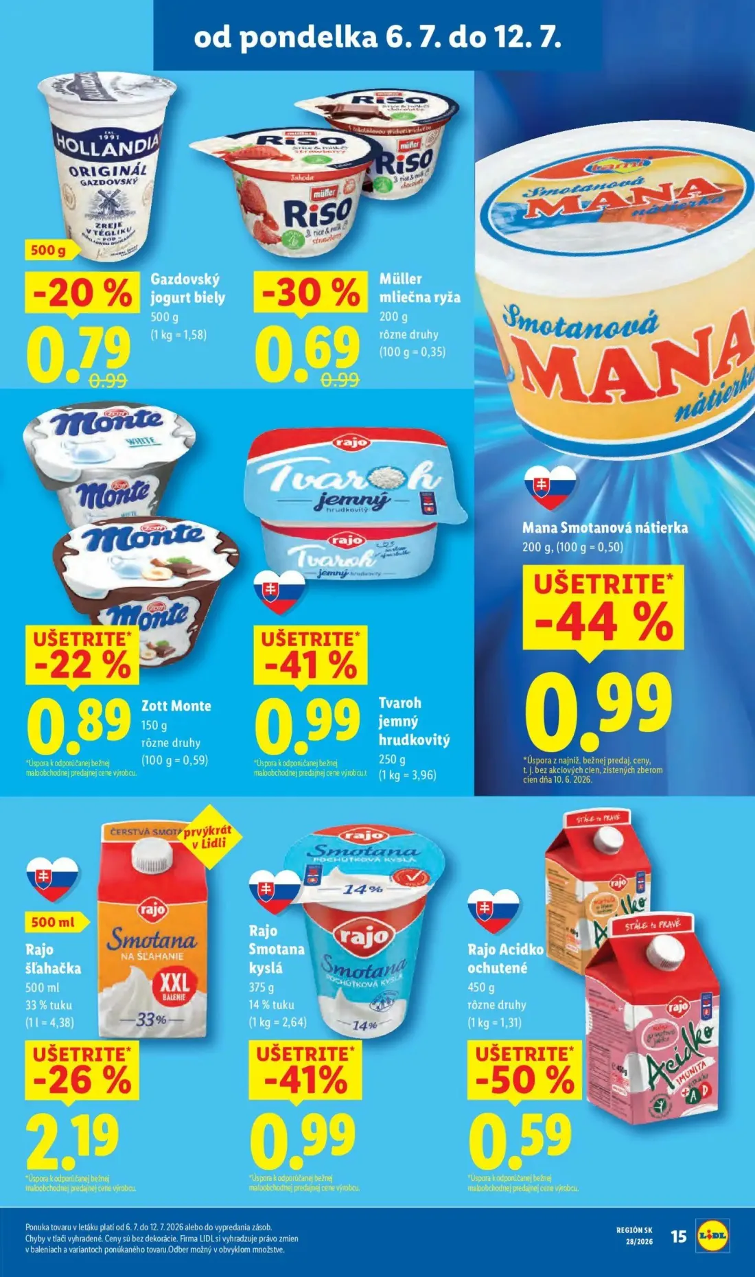Lidl leták, strana 25 z 109 — Müller mliečna ryža, Gazdovský jogurt biely, Zott Monte