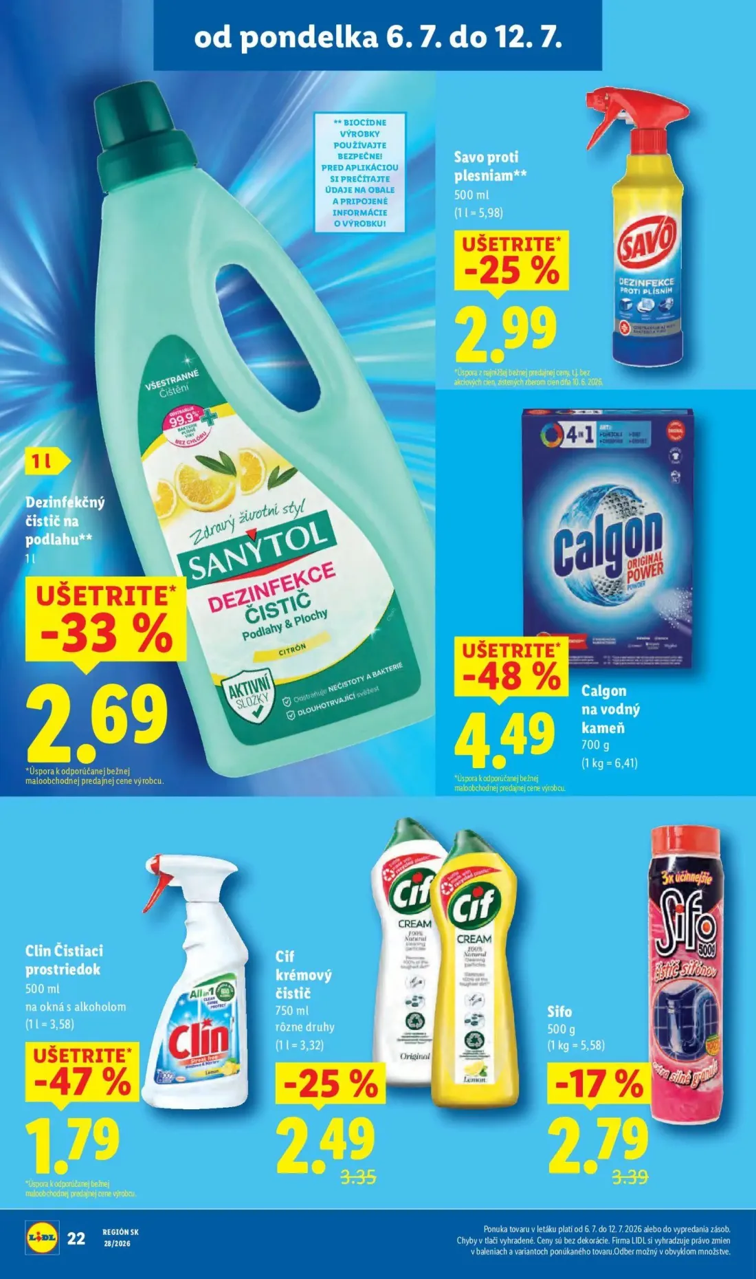 Lidl leták, strana 32 z 109 — Cif krémový čistič, Sifo, Savo proti plesniam