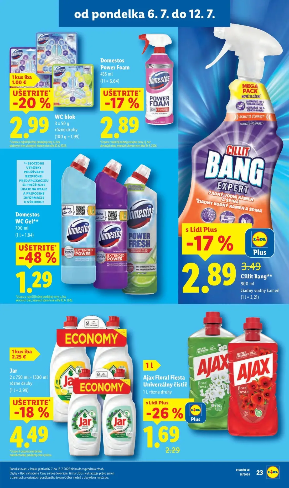 Lidl leták, strana 33 z 109 — Cillit Bang, Ajax Floral Fiesta Univerzálny čistič, WC blok
