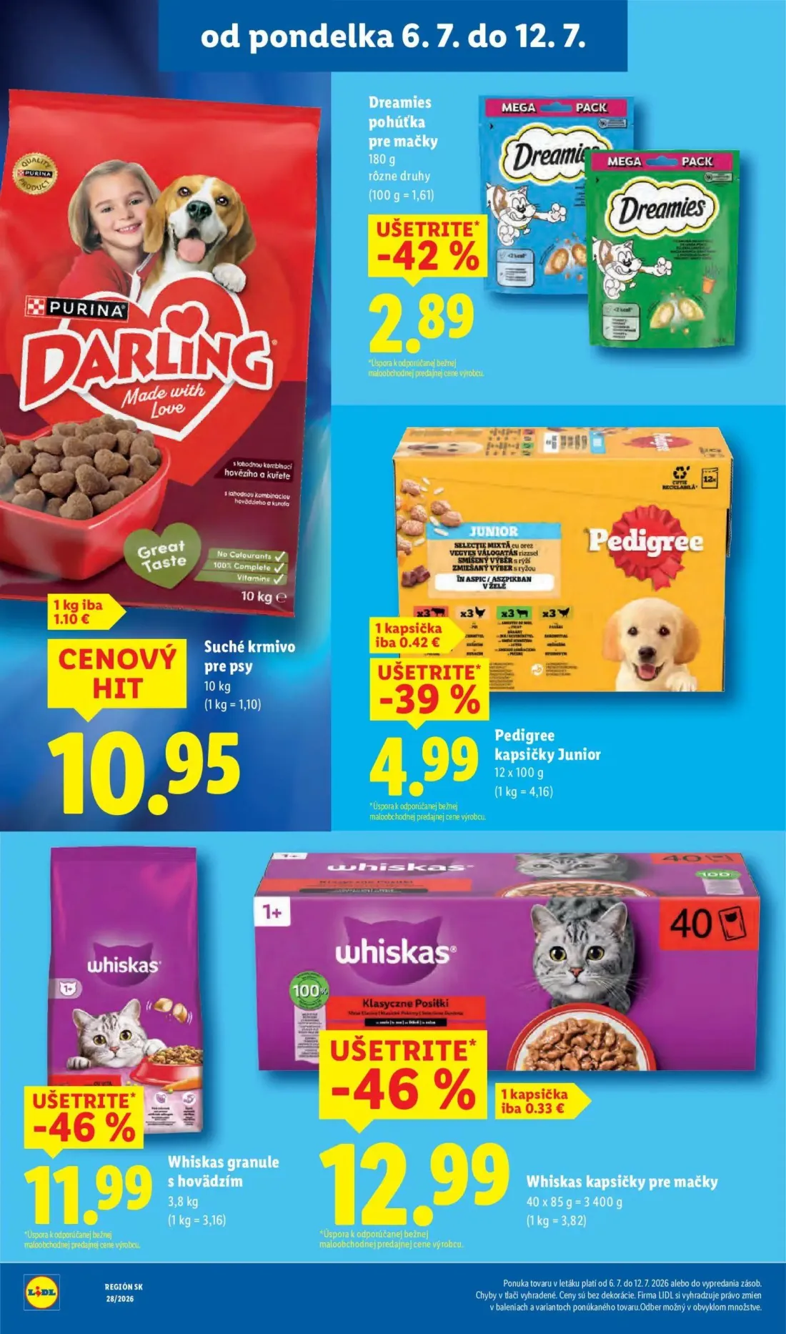 Lidl leták, strana 34 z 109 — Dreamies pohúťka pre mačky, Suché krmivo pre psy, Pedigree kapsičky Junior