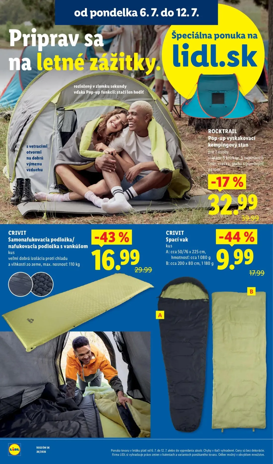Lidl leták, strana 38 z 109 — Samonafukovacia podložka/nafukovacia podložka s vankúšom, Spací vak, Pop-up vyskakovací kempin…