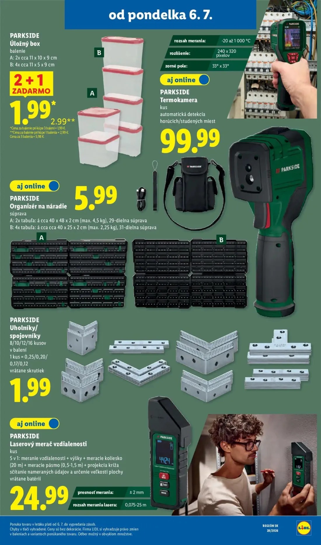 Lidl leták, strana 59 z 109 — Organizér na náradie, Uholníky/spojovníky, Laserový merač vzdialenosti