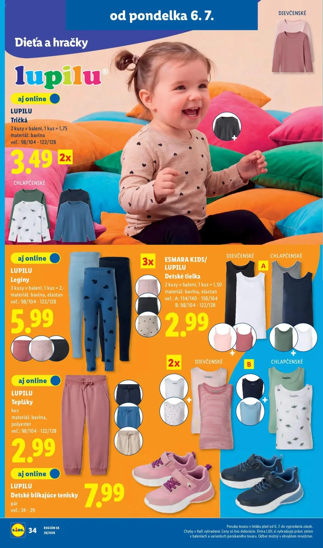 Lidl leták, strana 62 z 109 — LUPILU Tričká, LUPILU Legíny, ESMARA KIDS/ LUPILU Detské tielka