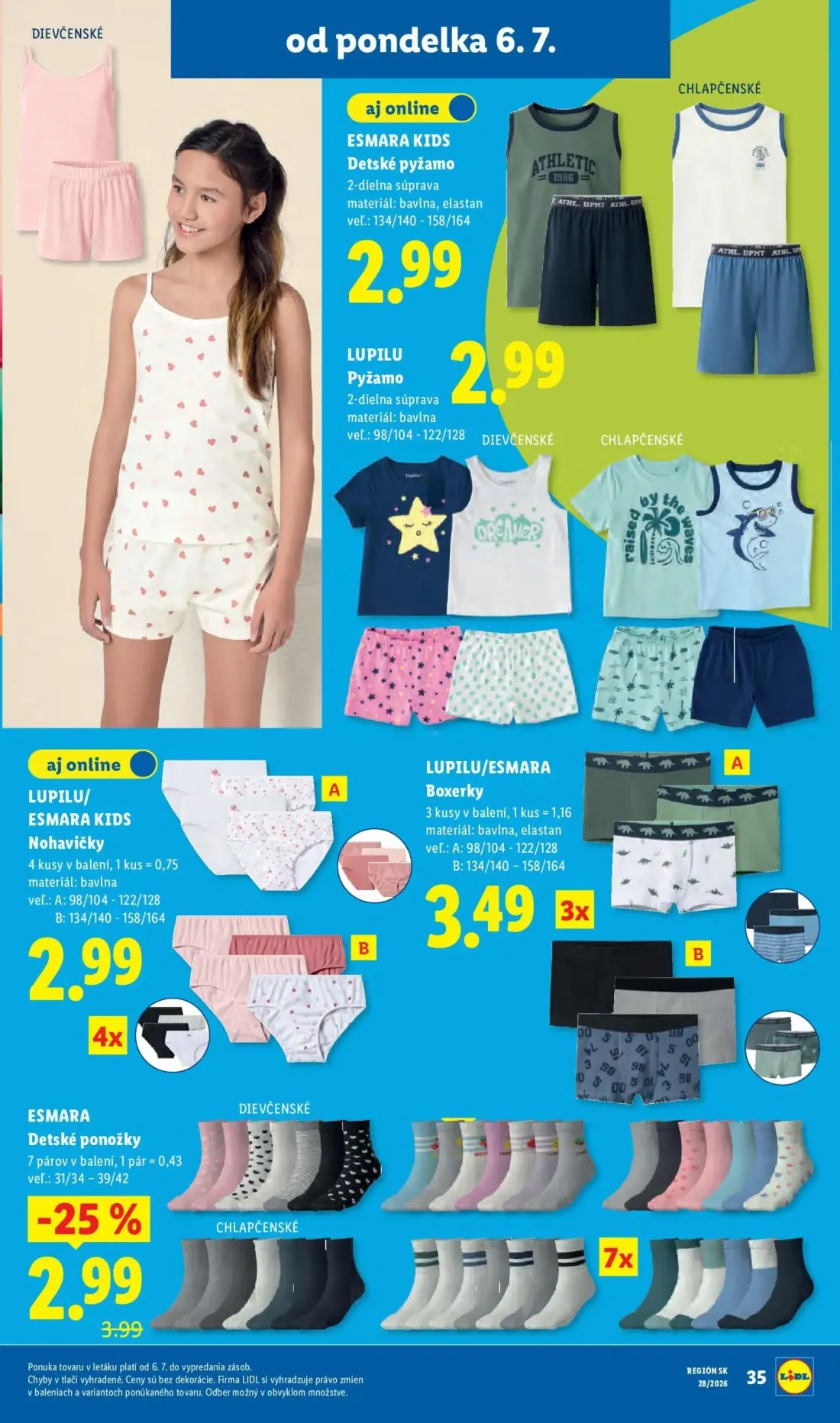 Lidl leták, strana 63 z 109 — Detské ponožky ESMARA, Detské pyžamo ESMARA KIDS, Pyžamo LUPILU