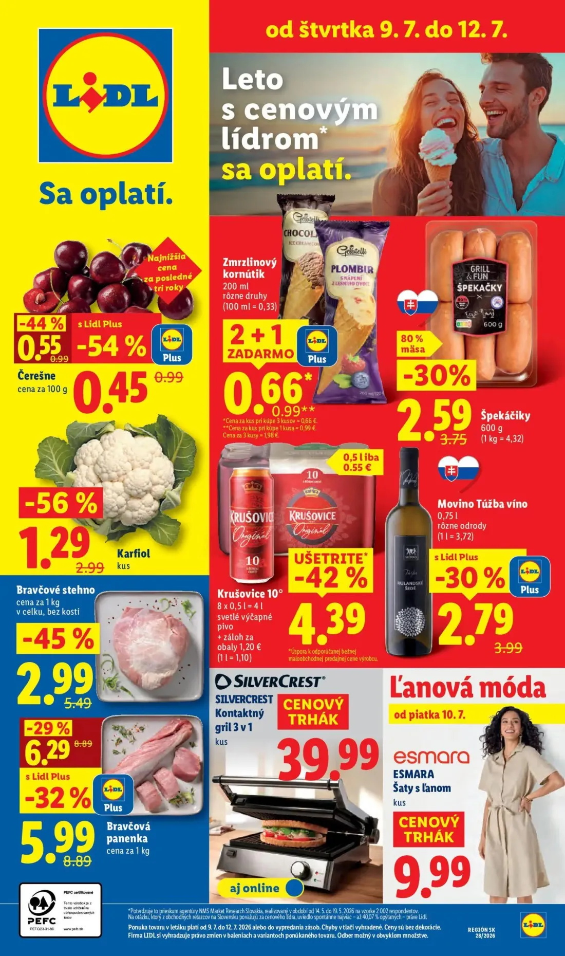 Lidl leták, strana 66 z 109 — Karfiol, Čerešne, Zmrzlinový kornútik
