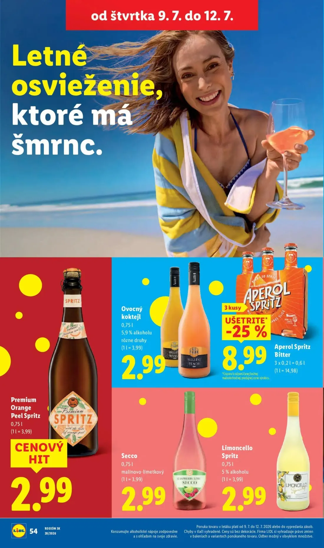 Lidl leták, strana 74 z 109 — Ovocný koktejl, Aperol Spritz Bitter, Premium Orange Peel Spritz
