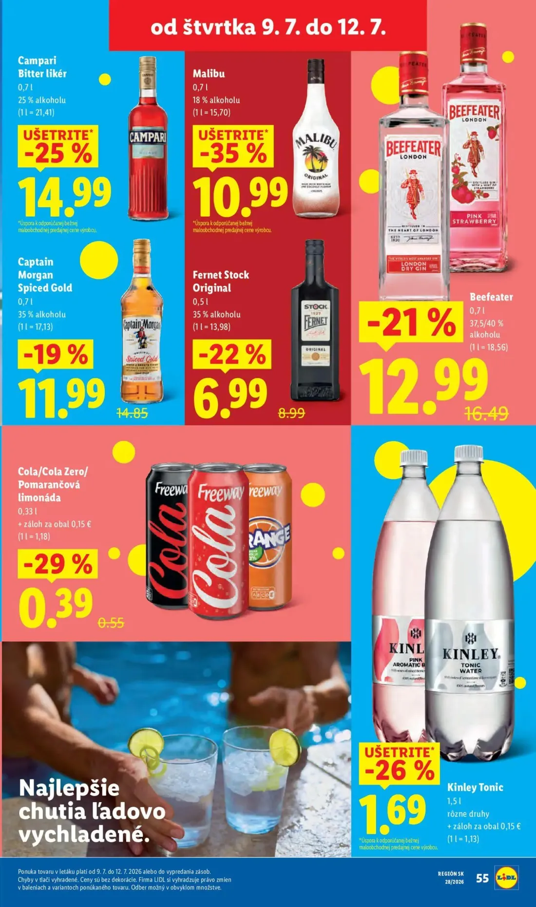 Lidl leták, strana 75 z 109 — Beefeater, Captain Morgan Spiced Gold, Fernet Stock Original