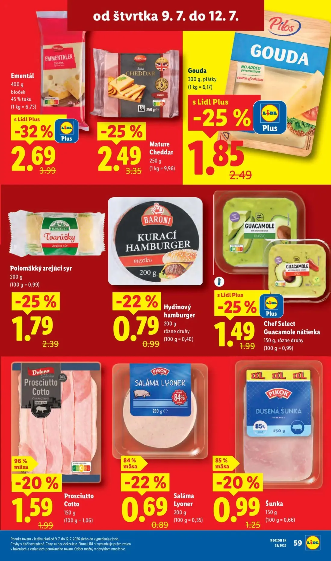 Lidl leták, strana 85 z 109 — Ementál, Mature Cheddar, Gouda