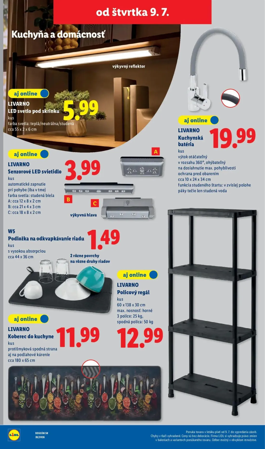 Lidl leták, strana 92 z 109 — LIVARNO LED svetlo pod skrinku, LIVARNO Senzorové LED svietidlo, LIVARNO Kuchynská batéria