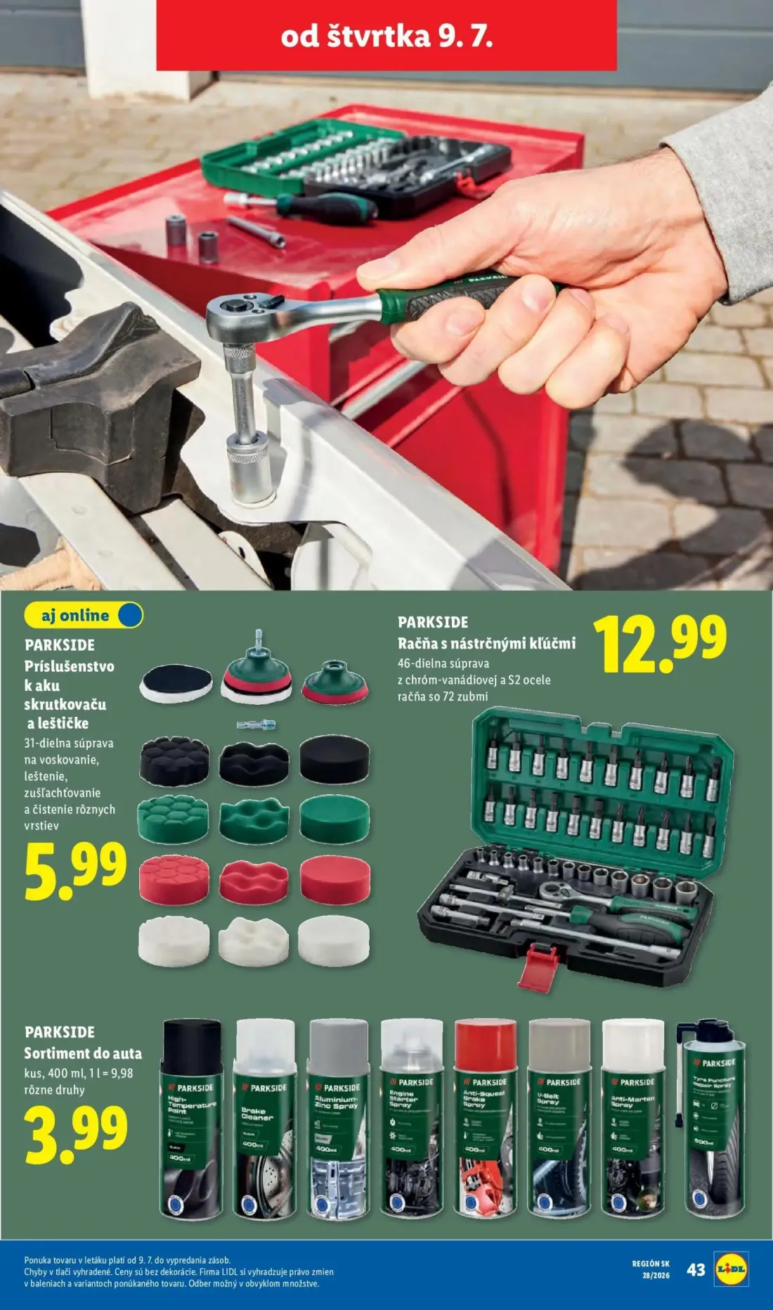 Lidl leták, strana 95 z 109 — PARKSIDE Príslušenstvo k aku skrutkovaču a leštičke, PARKSIDE Račňa s nástrčnými kľúčmi, PARKS…
