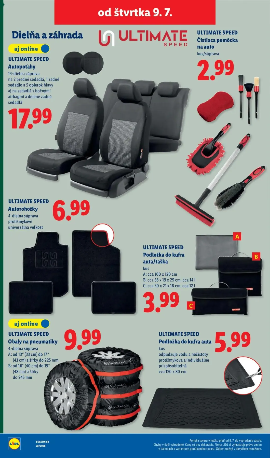 Lidl leták, strana 98 z 109 — ULTIMATE SPEED Autopoťahy, ULTIMATE SPEED Čistiaca pomôcka na auto, ULTIMATE SPEED Autorohožky