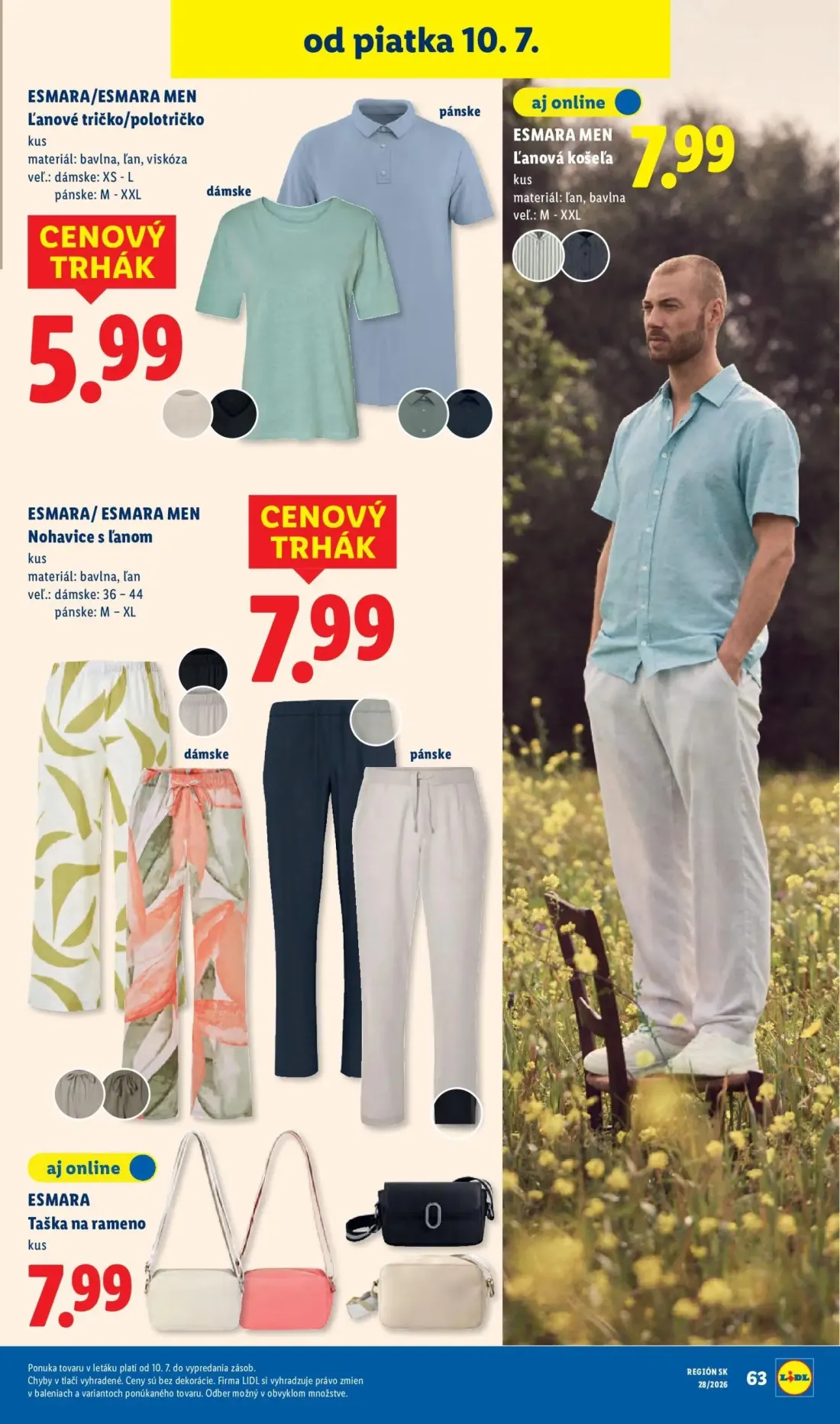 Lidl leták, strana 101 z 109 — ESMARA/ESMARA MEN Ľanové tričko/polotričko, ESMARA MEN Ľanová košeľa, ESMARA/ESMARA MEN Nohav…