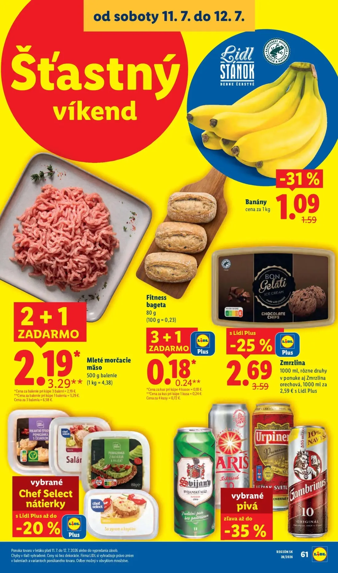 Lidl leták, strana 102 z 109 — Mleté morčacie mäso, Zmrzlina, Fitness bageta