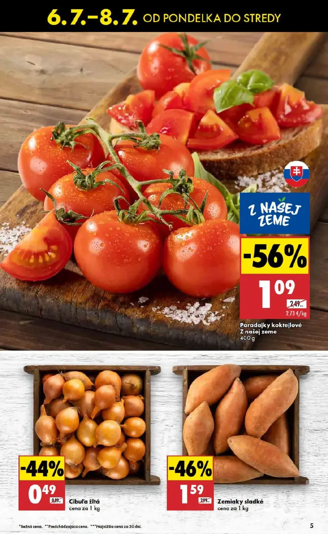 Biedronka leták, strana 5 z 9 — Paradajky koktejlové, Zemiaky sladké, Cibuľa žltá