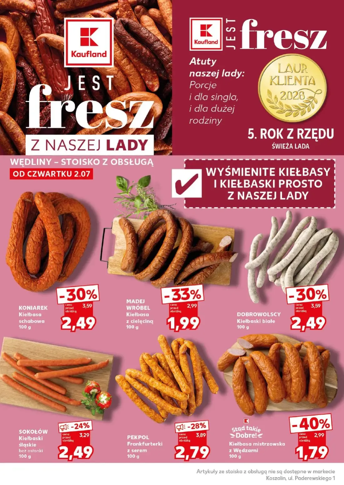 Kaufland gazetka, strona 12 z 26 — Kiełbasa mistrzowska z Wędzarni, KONIAREK Kiełbasa schabowa, DOBROWOLSCY Kiełbaski białe