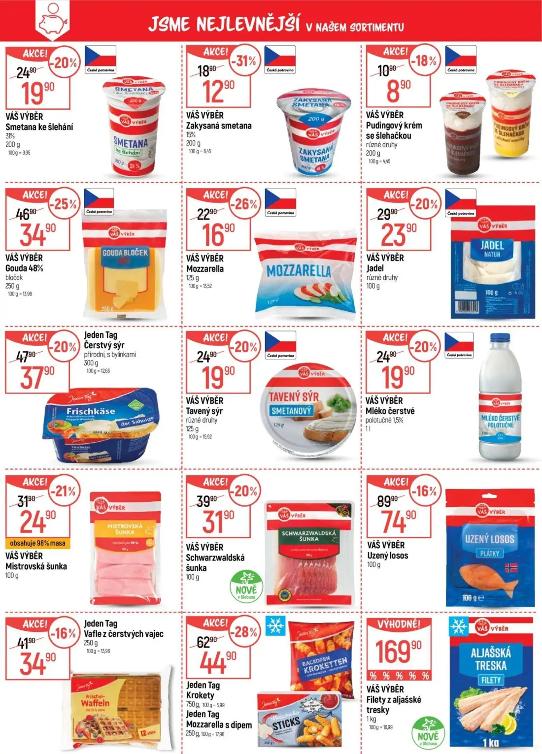 GLOBUS leták, strana 3 z 55 — Gouda 48%, Čerstvý sýr, Schwarzwaldská šunka