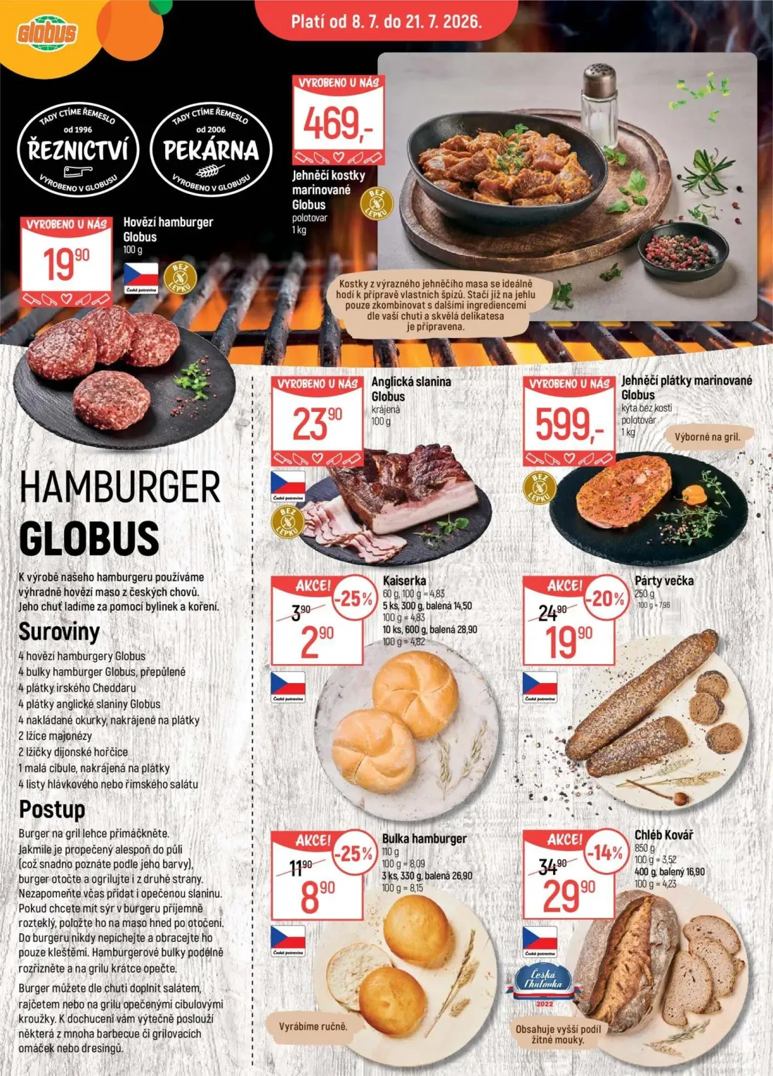 GLOBUS leták, strana 13 z 55 — Párty večka, Chléb Kovář, Bulka hamburger
