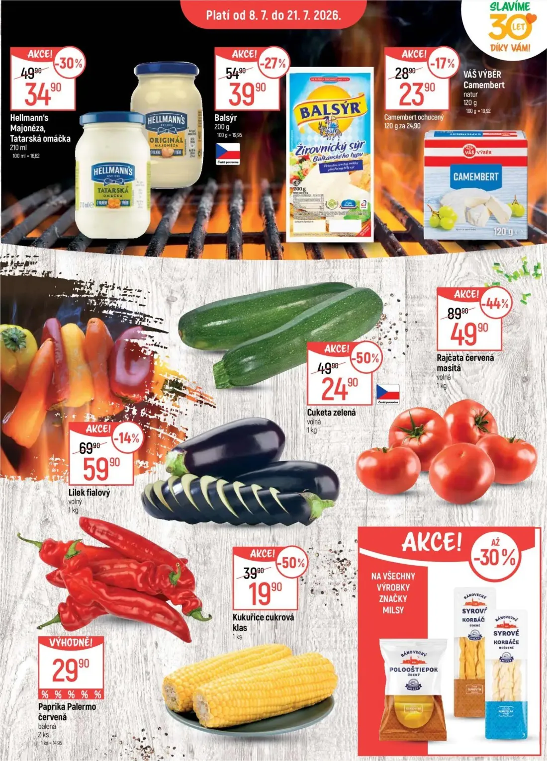GLOBUS leták, strana 14 z 55 — Rajčata červená masitá, Cuketa zelená, Kukuřice cukrová klas