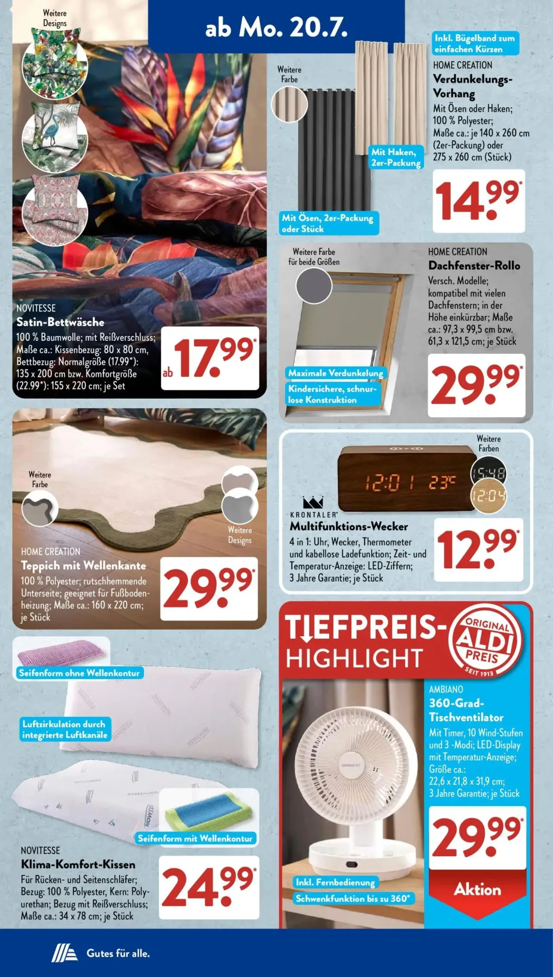Aldi Süd Prospekt, Seite 3 von 25 — Satin-Bettwäsche, Verdunkelungs-Vorhang, Dachfenster-Rollo