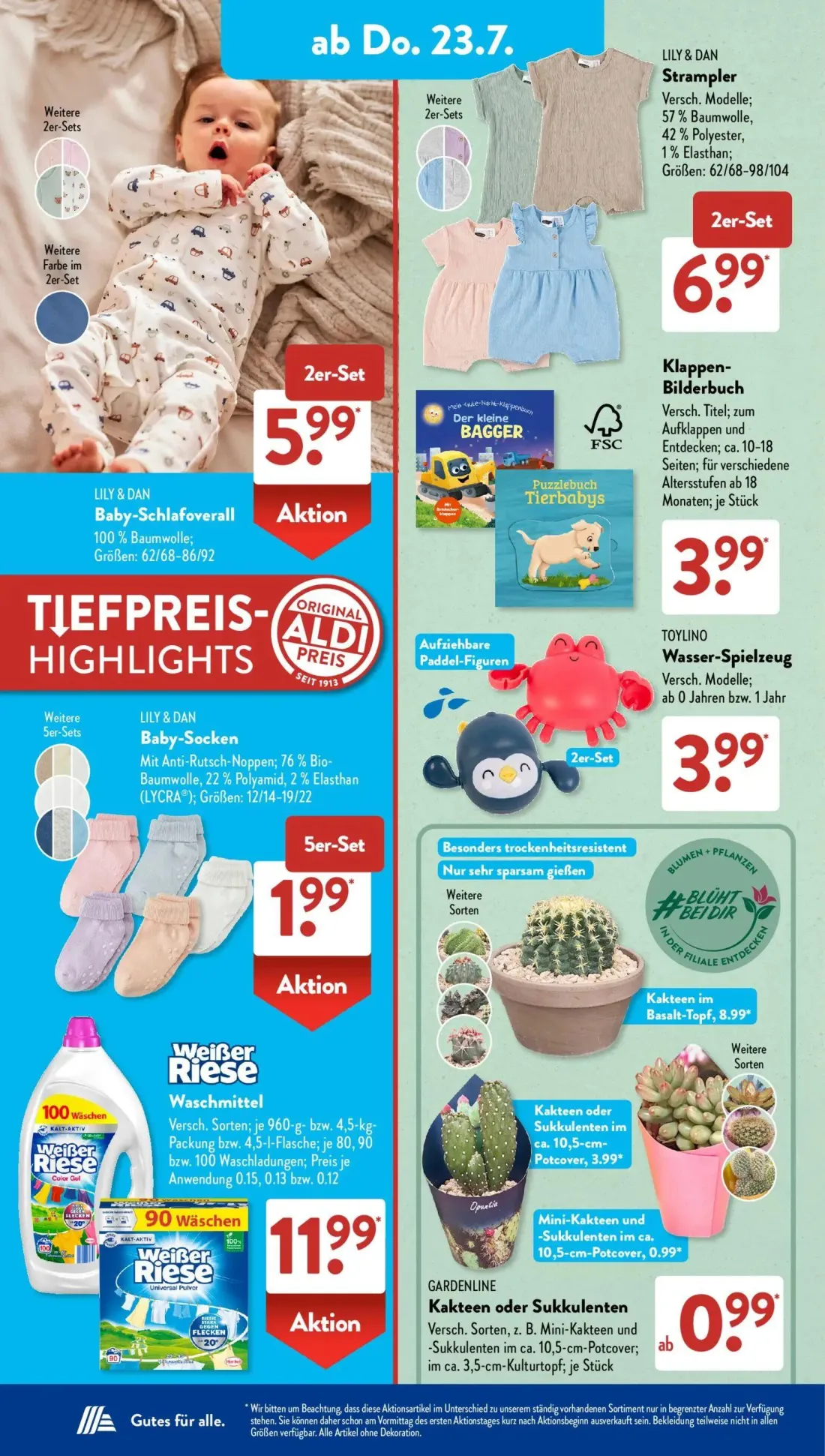 Aldi Süd Prospekt, Seite 11 von 25 — Baby-Schlafoverall, Strampler, Klappen-Bilderbuch