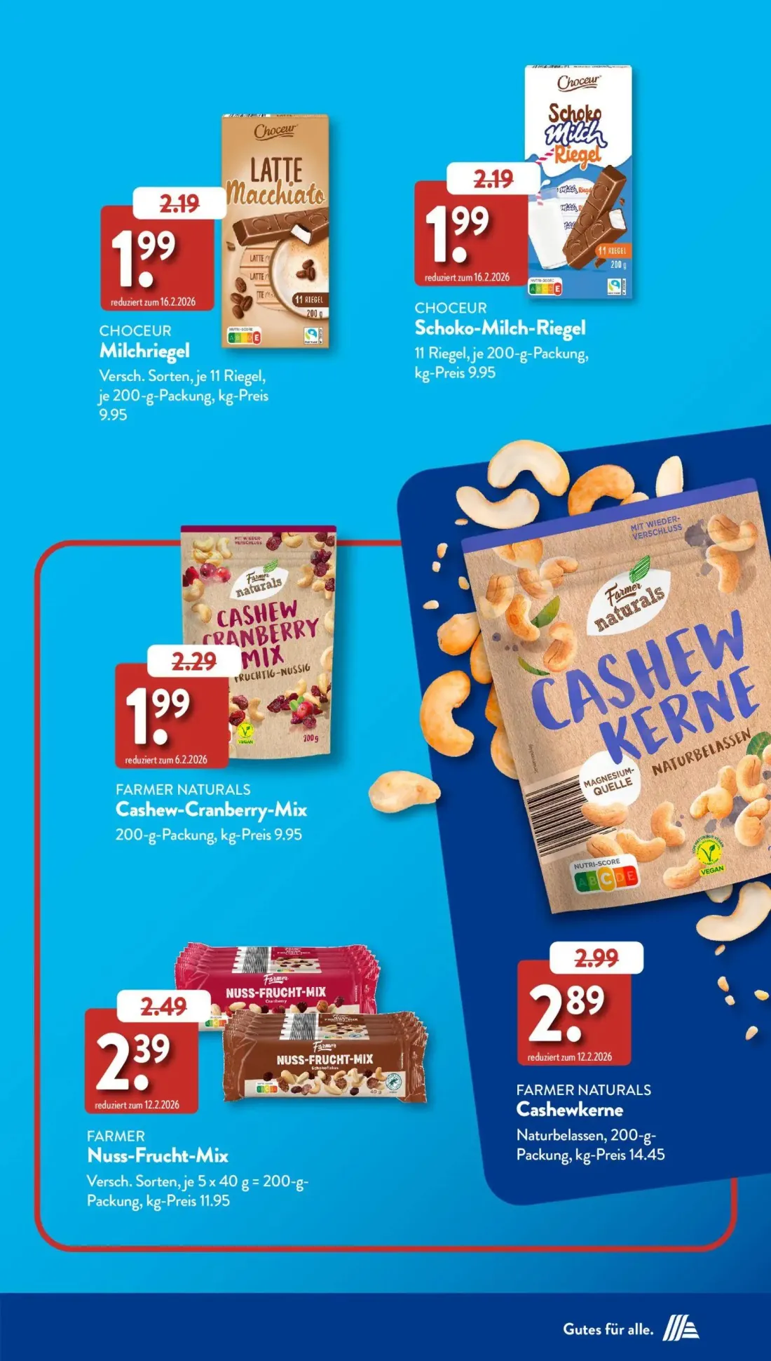 Aldi Süd Prospekt, Seite 23 von 38 — FARMER NATURALS Cashew-Cranberry-Mix, CHOCEUR Milchriegel, CHOCEUR Schoko-Milch-Riegel