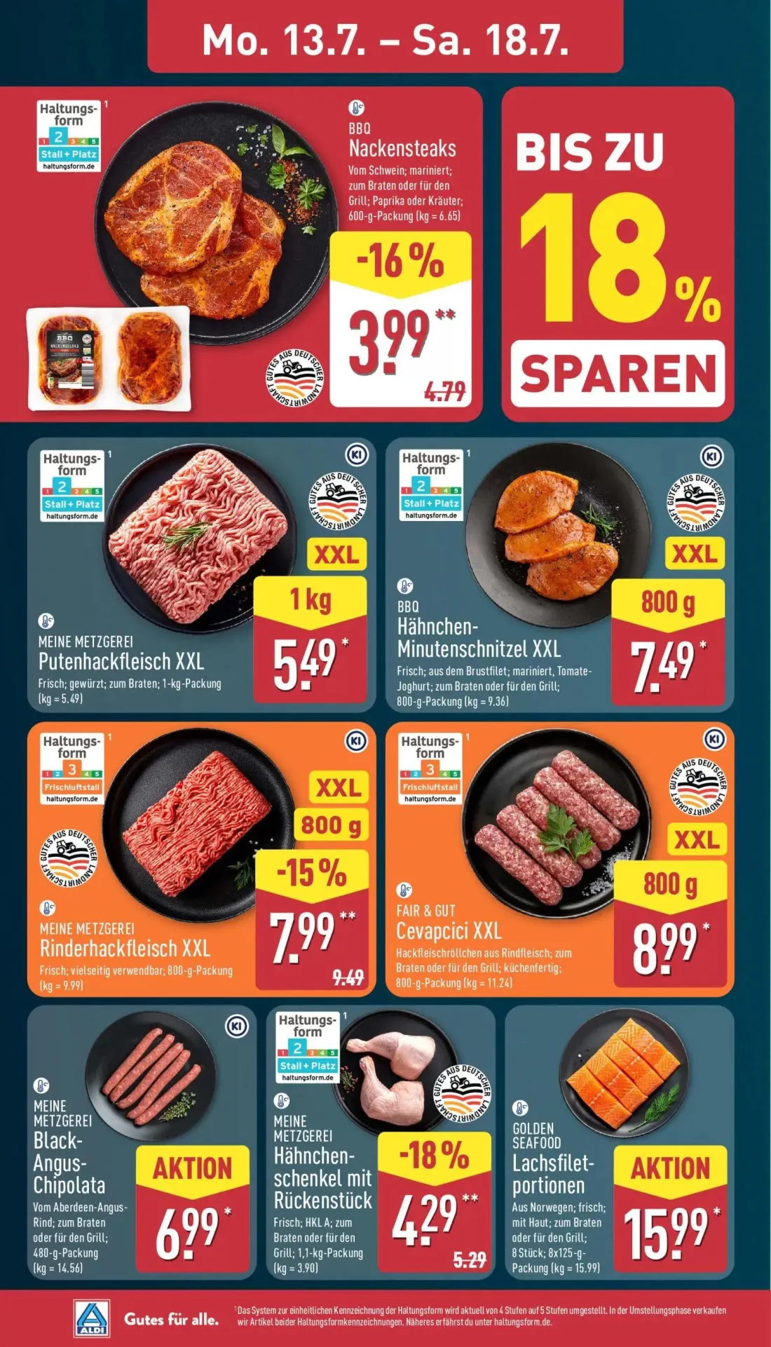 Aldi Nord Prospekt, Seite 4 von 35 — Rinderhackfleisch XXL, Hähnchen-schenkel mit Rückenstück, Nackensteaks