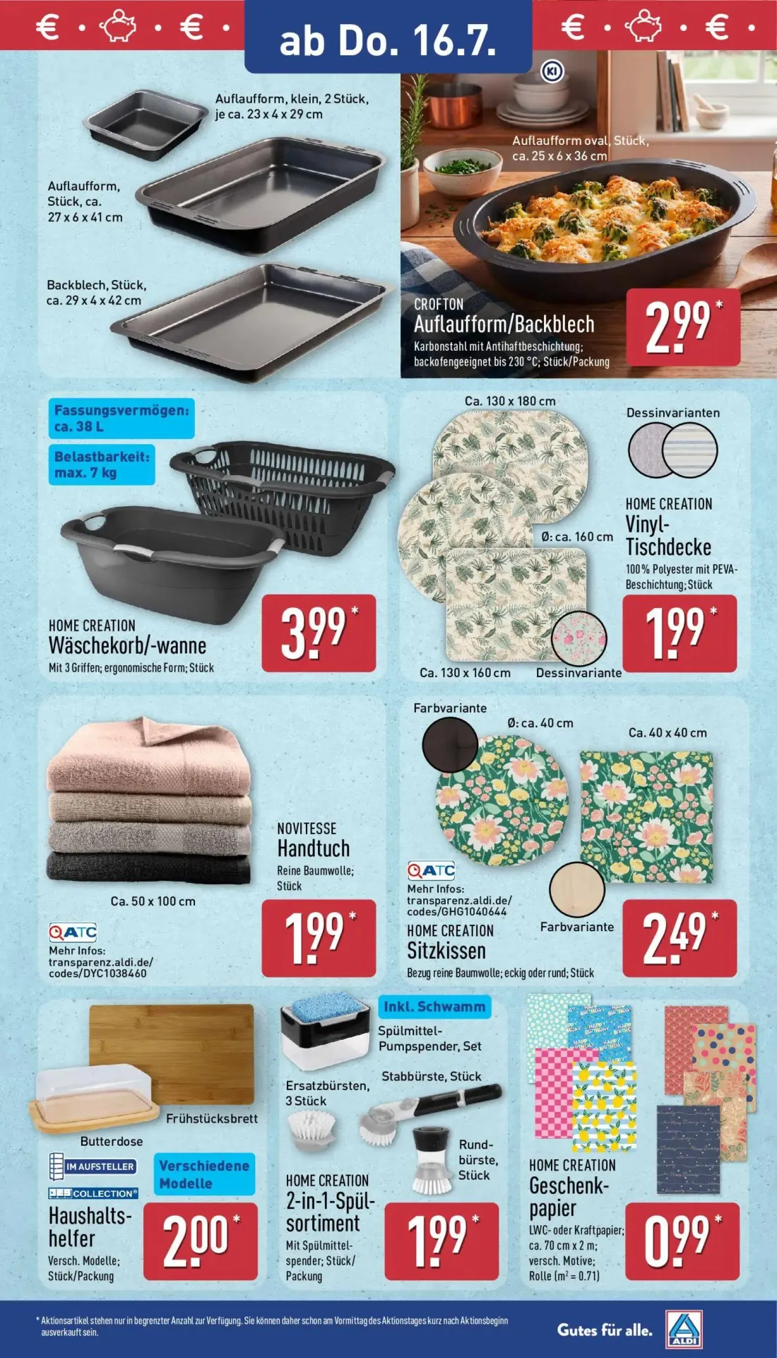 Aldi Nord Prospekt, Seite 23 von 35 — CROFTON Auflaufform/Backblech, HOME CREATION Wäschekorb/-wanne, HOME CREATION Vinyl-Ti…