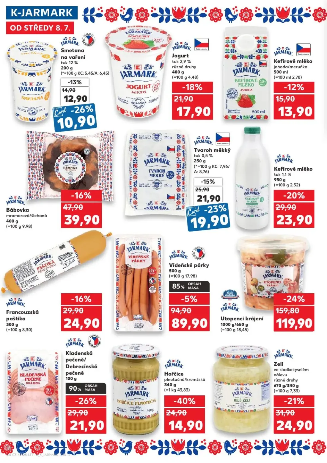 Kaufland leták, strana 18 z 54 — Tvaroh měkký, Kefírové mléko, Smetana na vaření