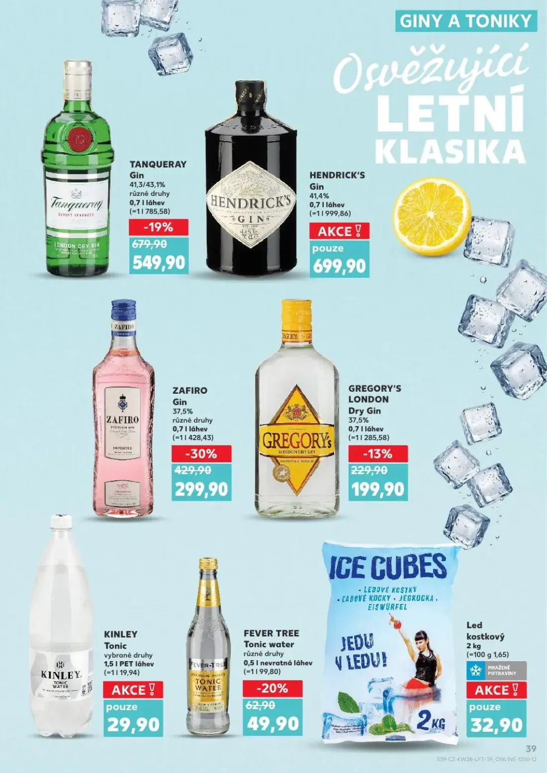 Kaufland leták, strana 39 z 54 — TANQUERAY Gin, ZAFIRO Gin, GREGORY'S LONDON Dry Gin