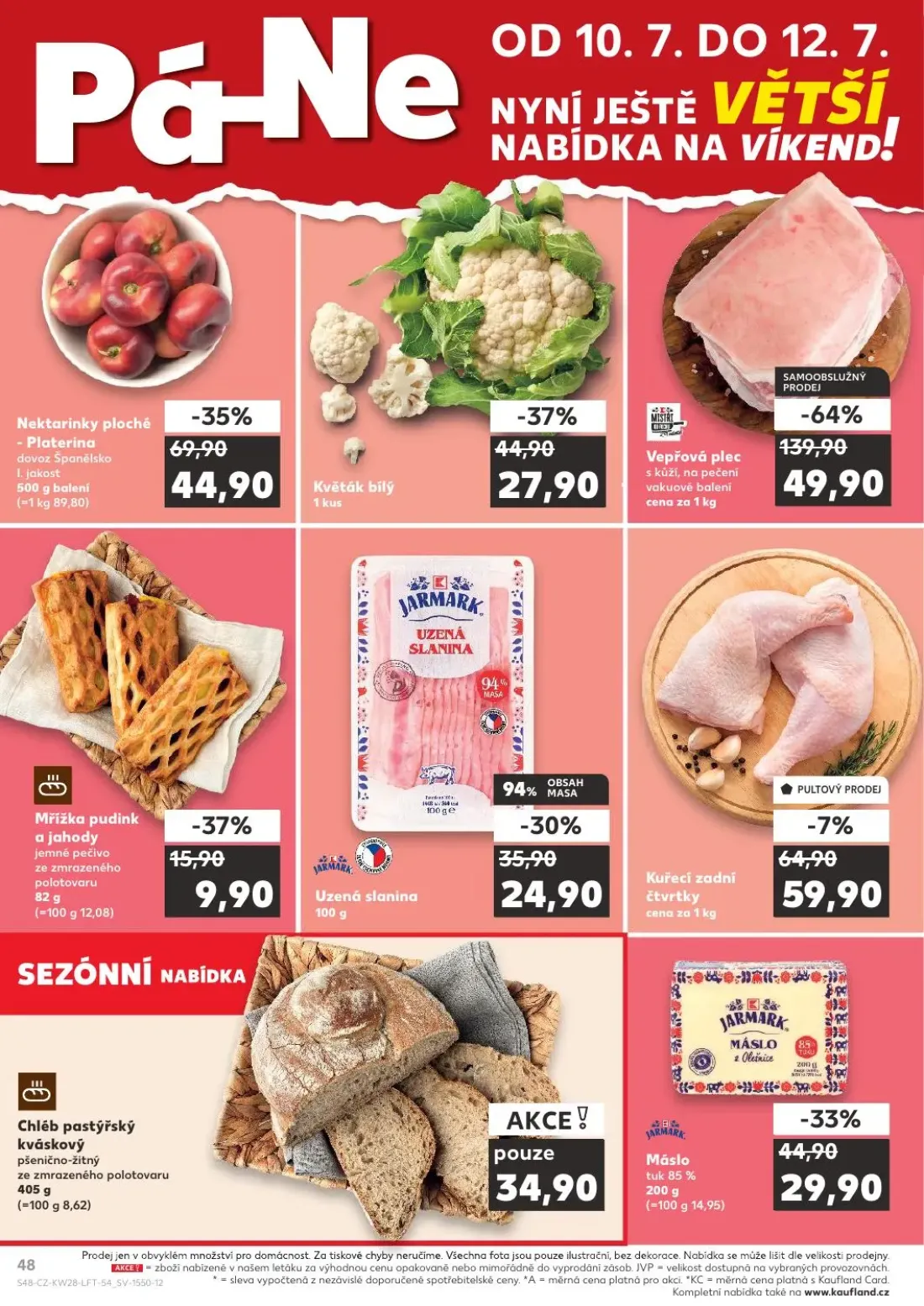 Kaufland leták, strana 48 z 54 — Mřížka pudink a jahody, Chléb pastýřský kváskový