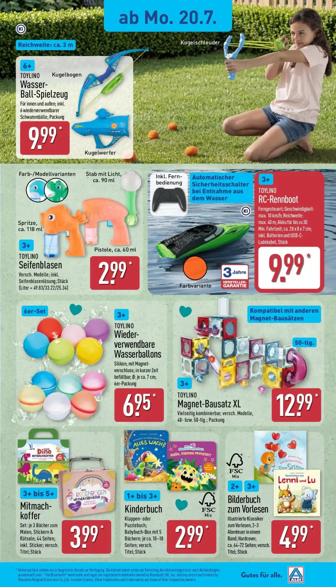 Aldi Nord Prospekt, Seite 5 von 14 — TOYLINO Wasser-Ball-Spielzeug, TOYLINO Seifenblasen, TOYLINO RC-Rennboot