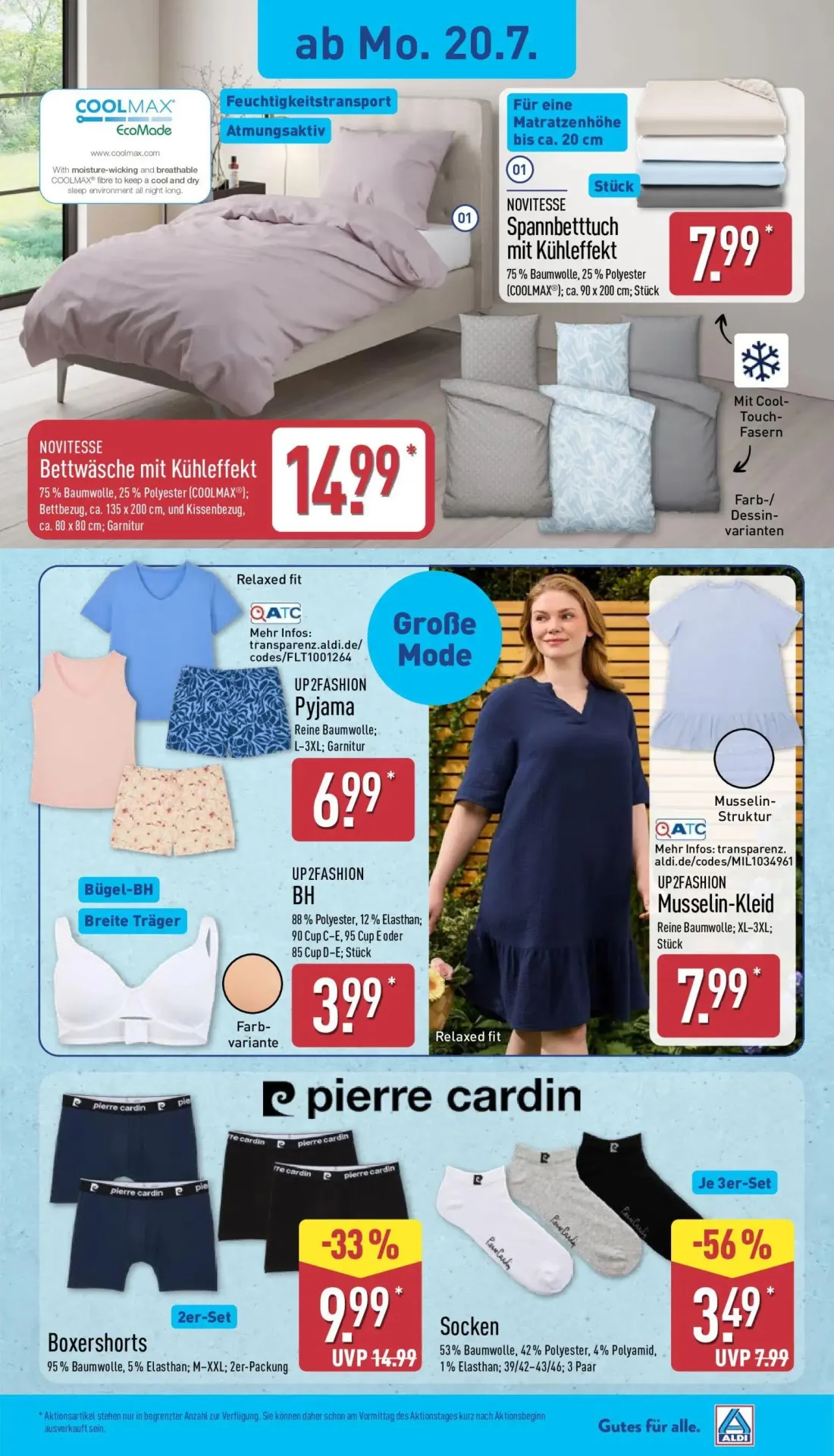 Aldi Nord Prospekt, Seite 7 von 14 — Boxershorts, Socken, Bettwäsche mit Kühleffekt