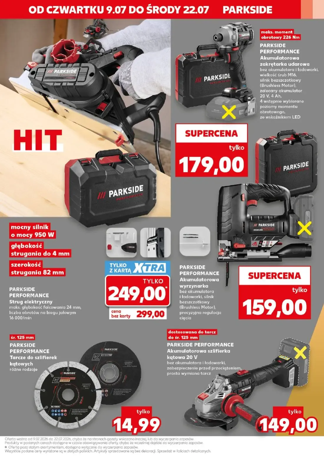 Kaufland gazetka, strona 9 z 20 — PARKSIDE PERFORMANCE Strug elektryczny, PARKSIDE PERFORMANCE Akumulatorowa zakrętarka udar…