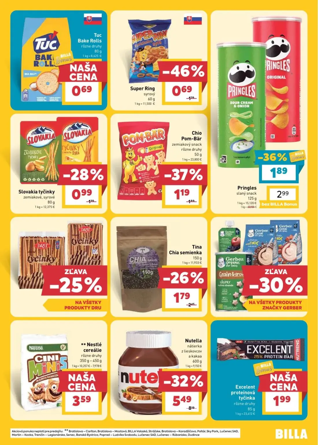 Billa leták, strana 17 z 31 — Nutella nátierka, Tina Chia semienka, Nestlé cereálie