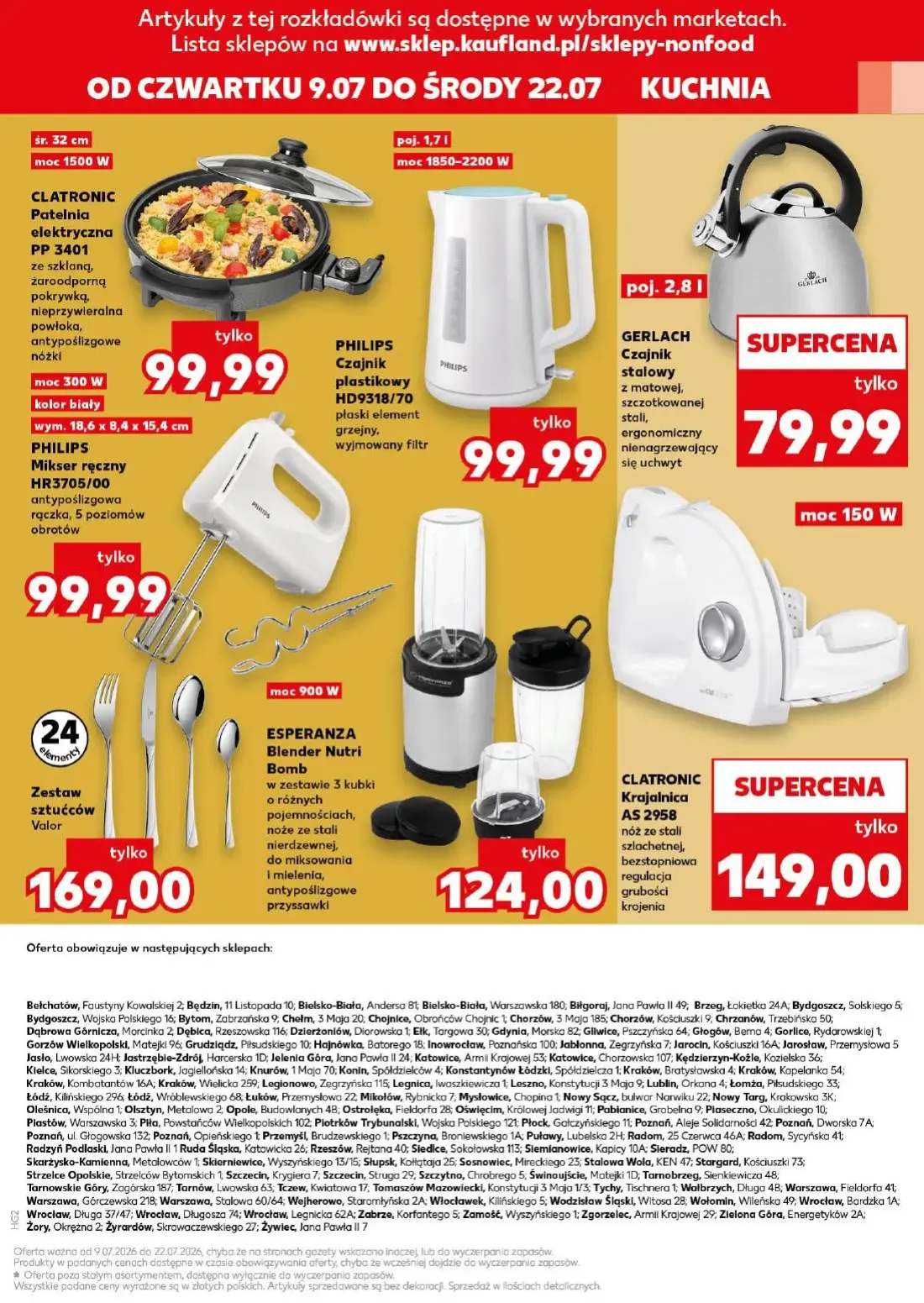 Kaufland gazetka, strona 19 z 20 — CLATRONIC Patelnia elektryczna PP 3401, PHILIPS Czajnik plastikowy HD9318/70, GERLACH Cza…