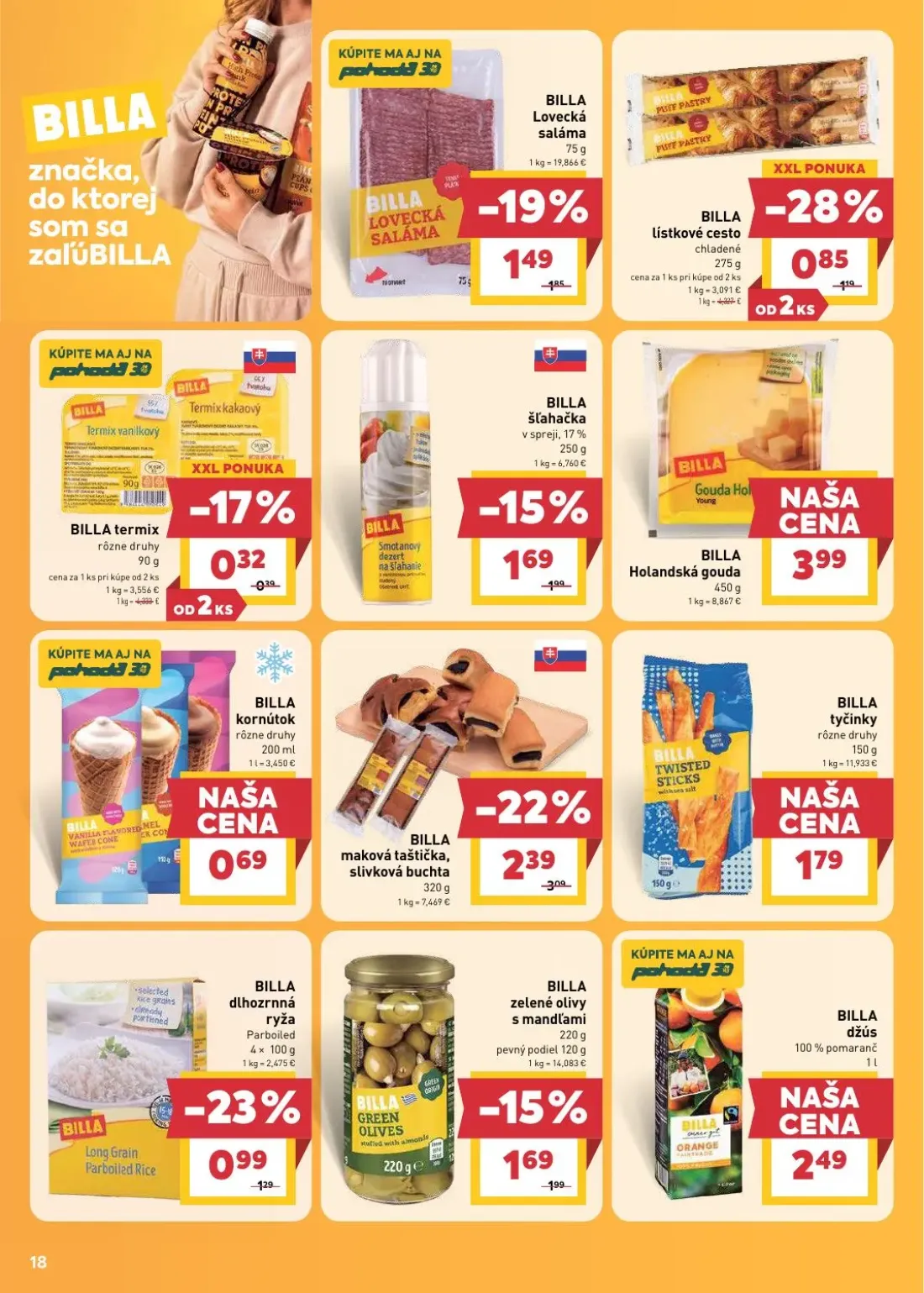 Billa leták, strana 20 z 31 — BILLA maková taštička, slivková buchta, BILLA lístkové cesto, BILLA šľahačka v spreji
