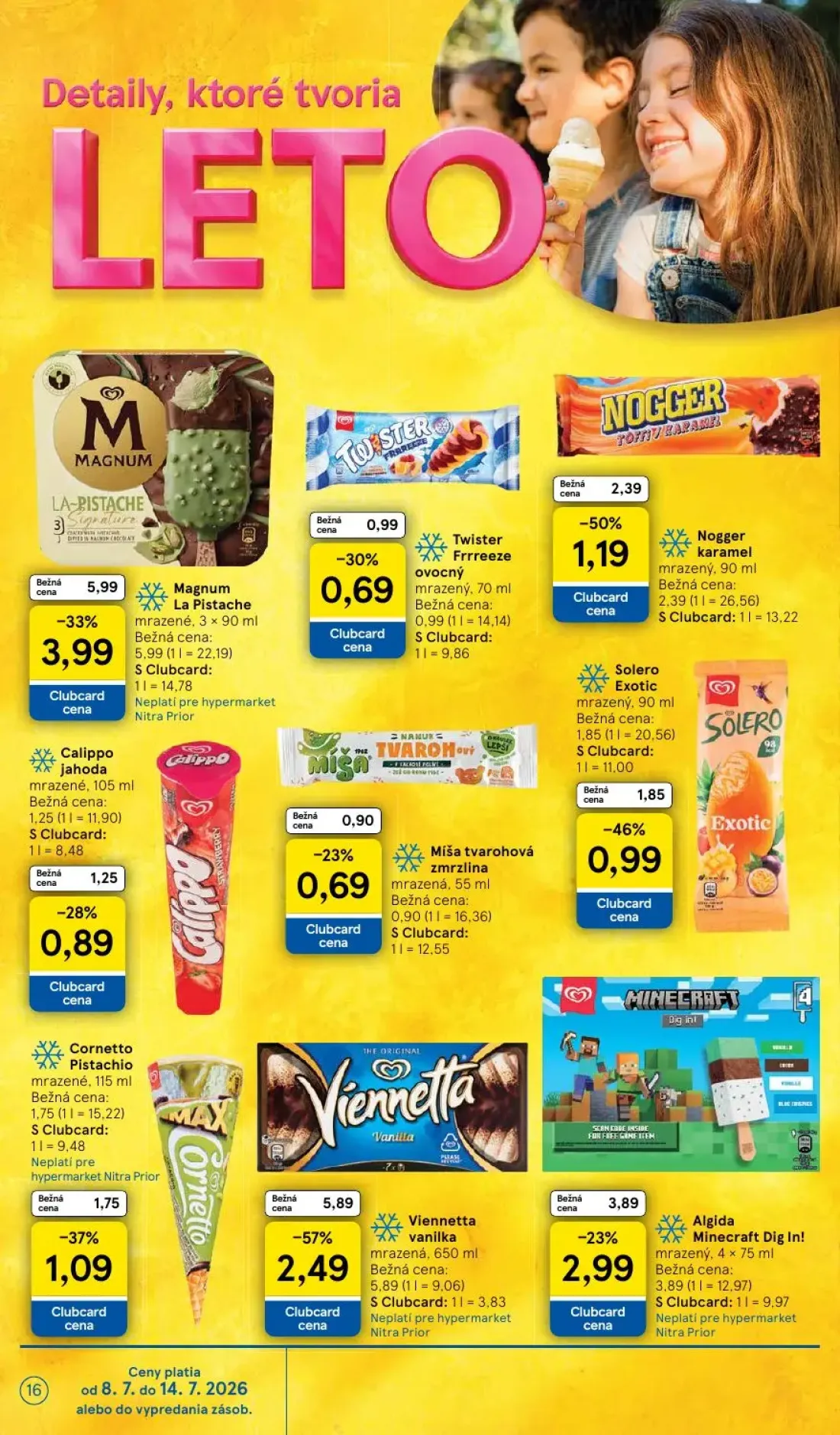 Tesco leták, strana 16 z 48 — Viennetta vanilka, Magnum La Pistache, Nogger karamel