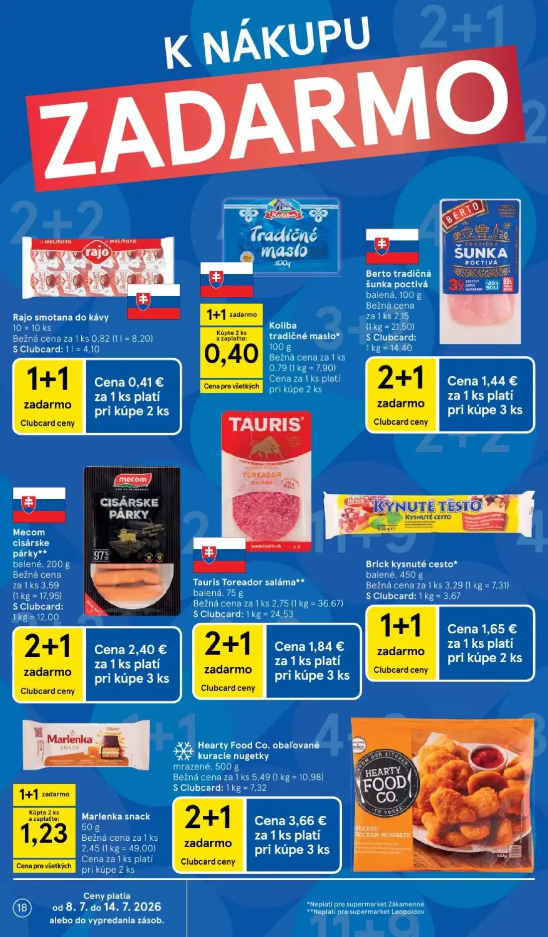 Tesco Supermarket leták, strana 18 z 27 — Rajo smotana do kávy, Marlenka snack