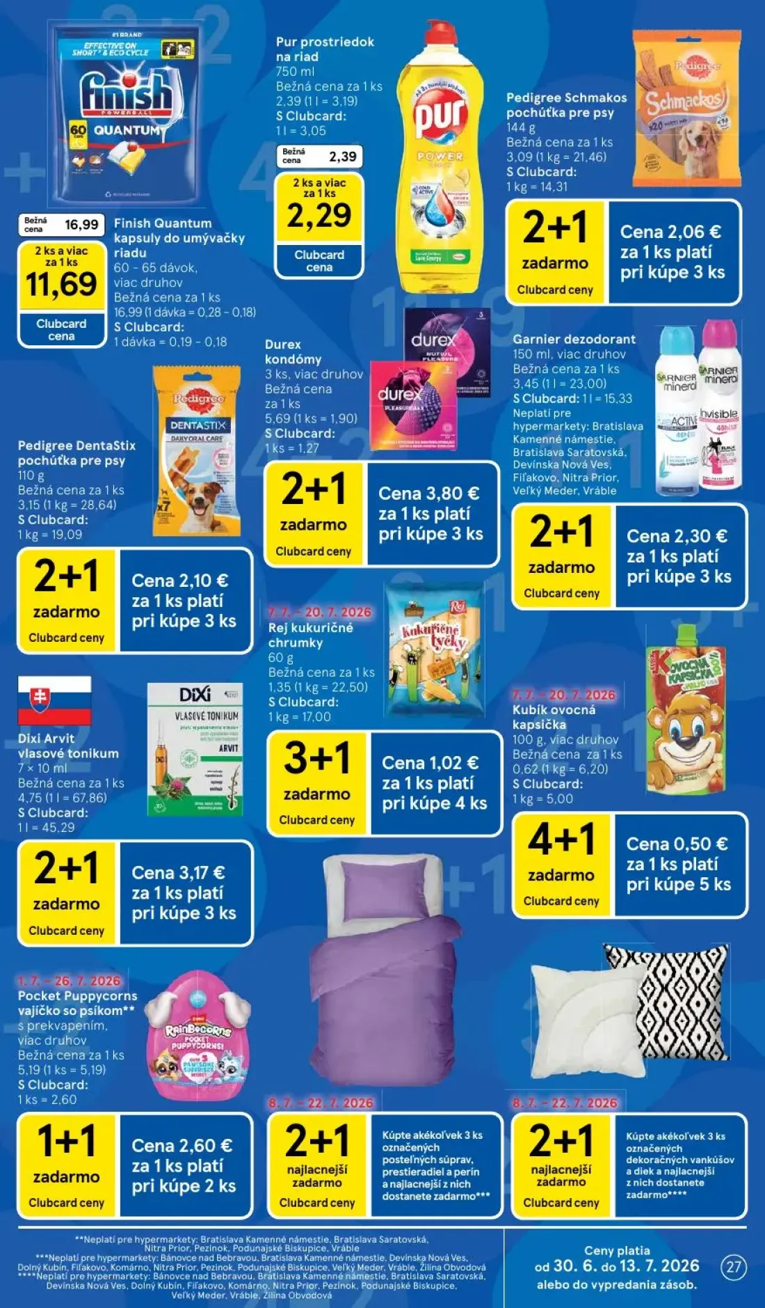 Tesco leták, strana 27 z 48 — Finish Quantum kapsuly do umývačky riadu, Pocket Puppycorns vajíčko so psíkom, Dixi Arvit vlas…