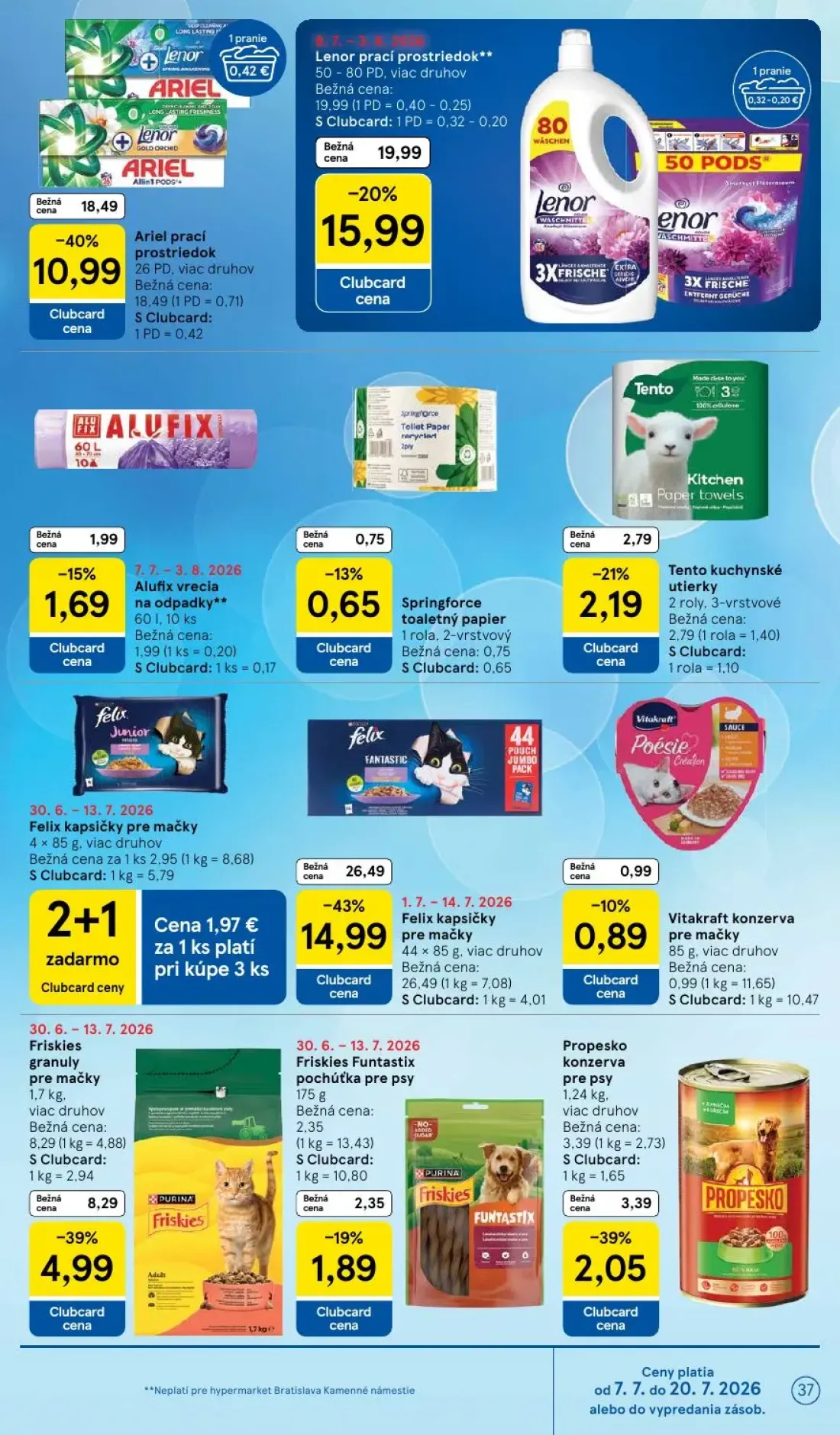 Tesco leták, strana 37 z 48 — Ariel prací prostriedok, Lenor prací prostriedok, Tento kuchynské utierky