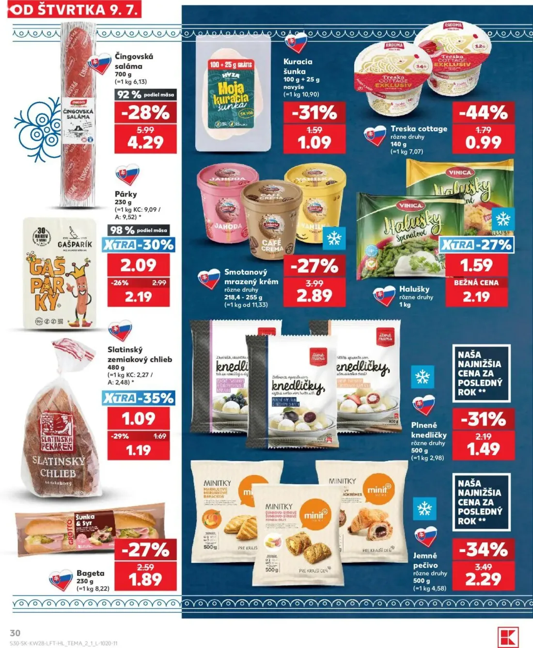 Kaufland leták, strana 30 z 82 — Čingovská saláma, Jemné pečivo, Párky