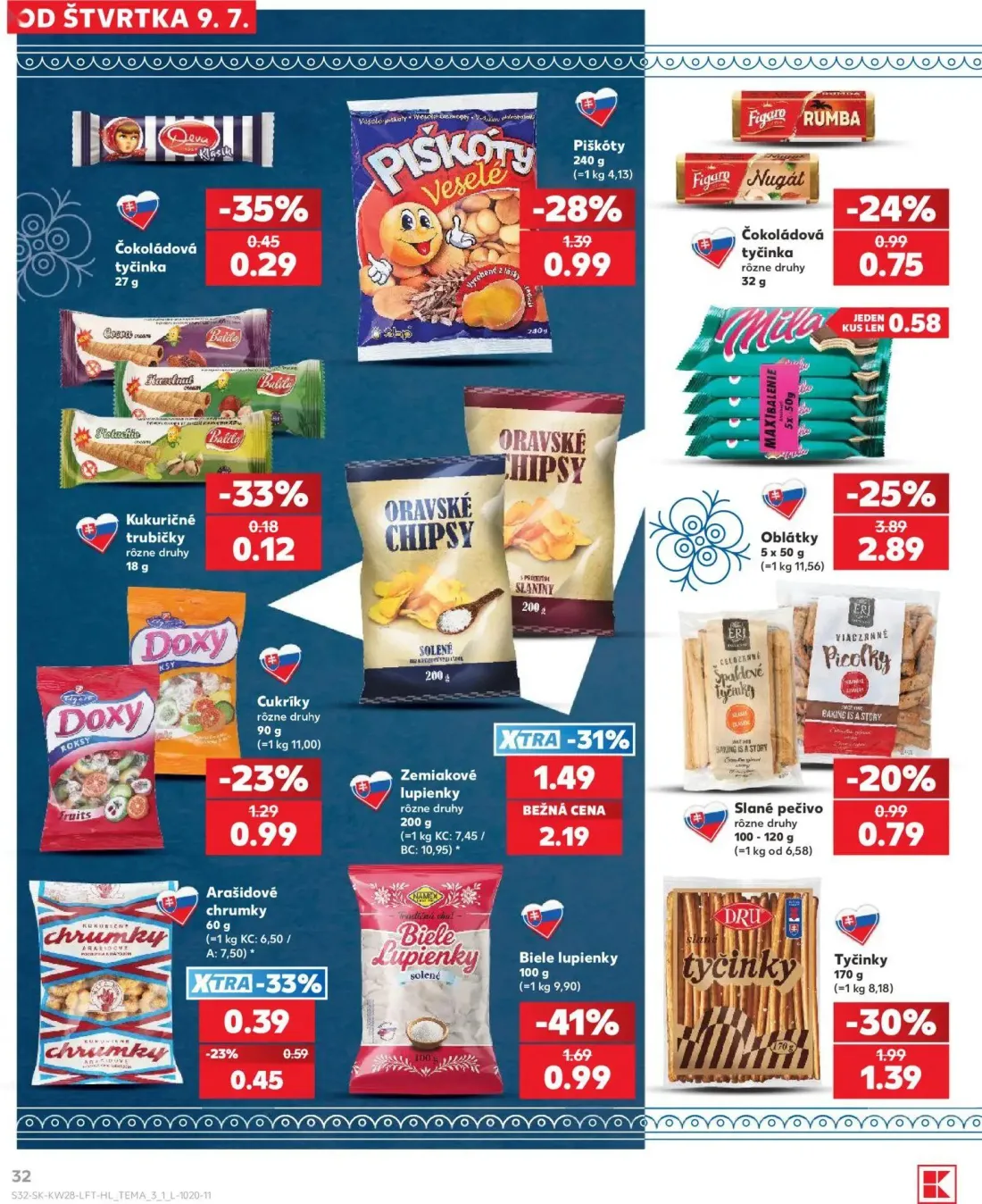 Kaufland leták, strana 32 z 82 — Oblátky, ORAVSKÉ CHIPSY, Biele lupienky