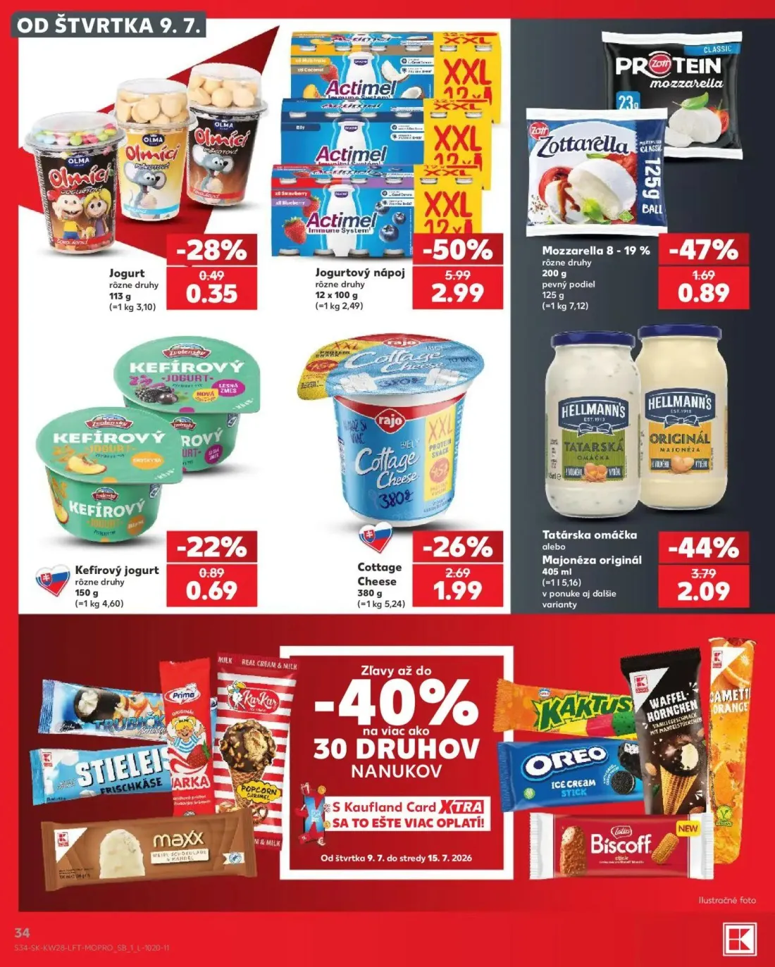 Kaufland leták, strana 34 z 82 — Jogurtový nápoj, Mozzarella 8 -19%, Cottage Cheese