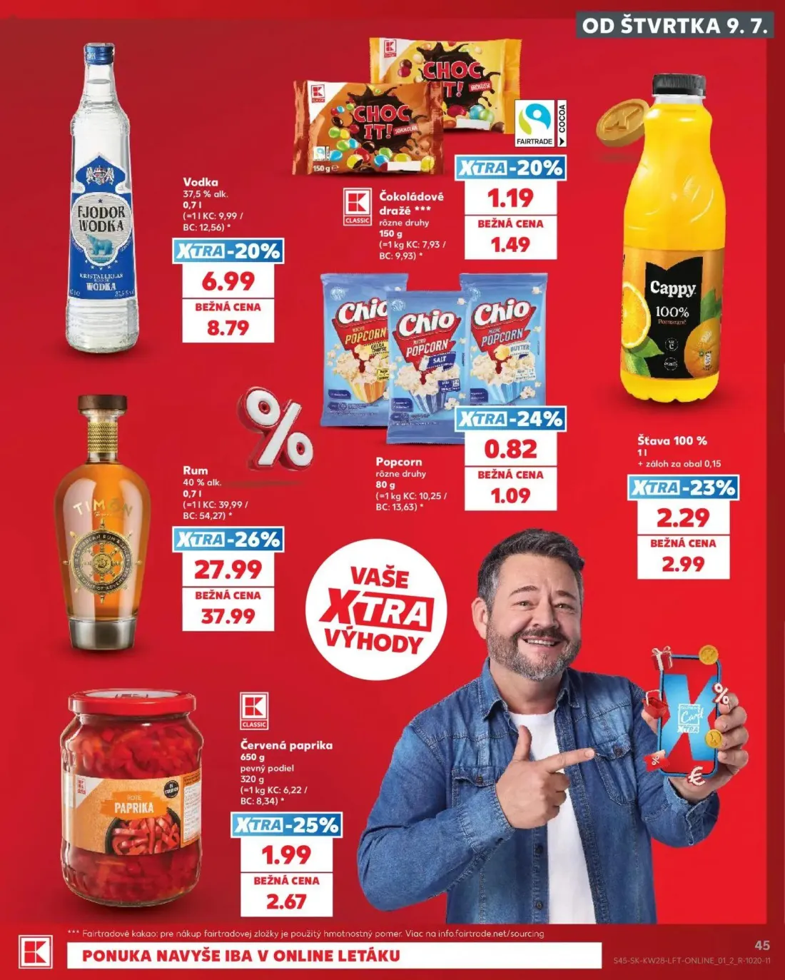 Kaufland leták, strana 45 z 82 — Rum, Vodka, Cappy Šťava 100%
