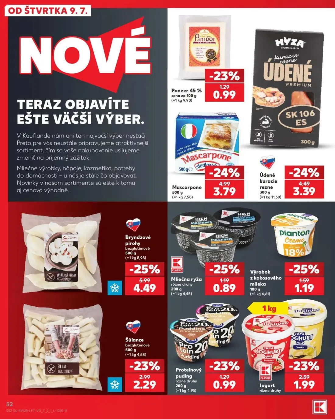 Kaufland leták, strana 52 z 82 — Mascarpone, Jogurt rôzne druhy, Výrobok z kokosového mlieka