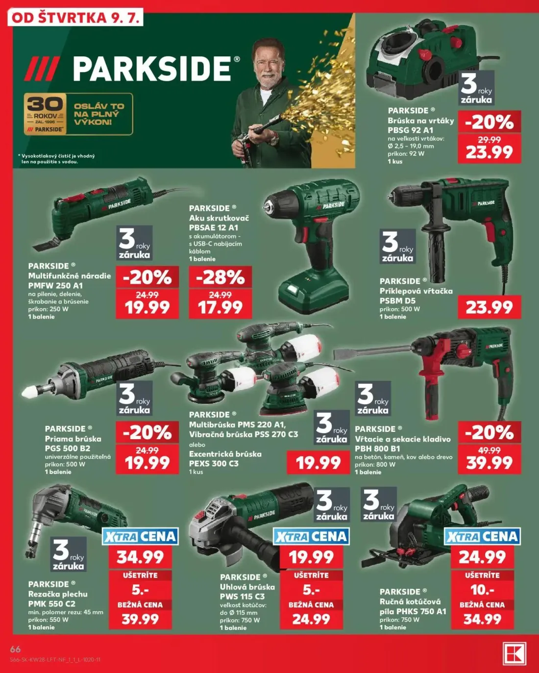 Kaufland leták, strana 66 z 82 — PARKSIDE® Vŕtacie a sekacie kladivo PBH 800 B1, PARKSIDE® Ručná kotúčová píla PHKS 750 A1, …