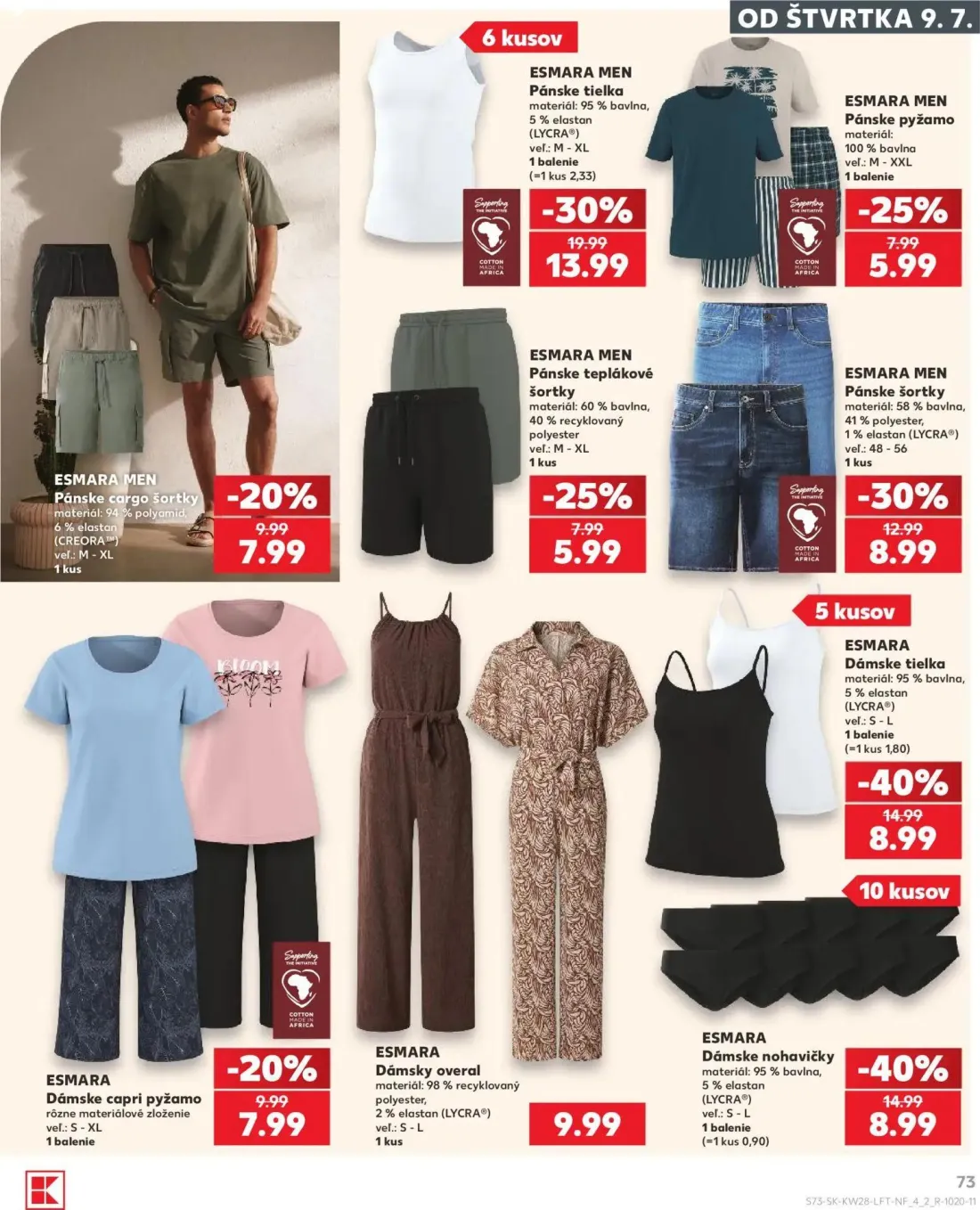 Kaufland leták, strana 73 z 82 — Pánske tielka, Dámske tielka, Dámske nohavičky
