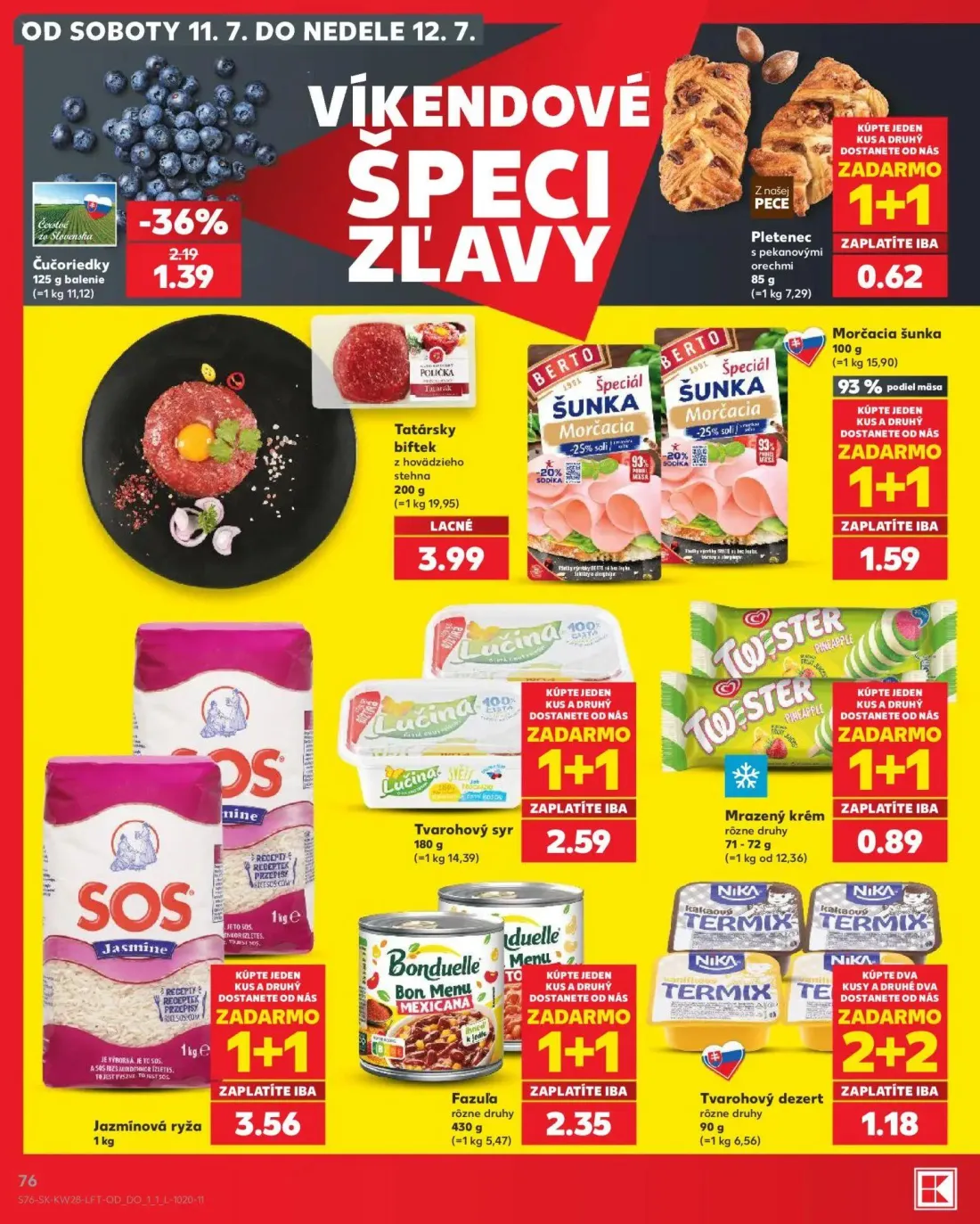 Kaufland leták, strana 76 z 82 — Pletenec s pekanovými orechmi, Tvarohový syr